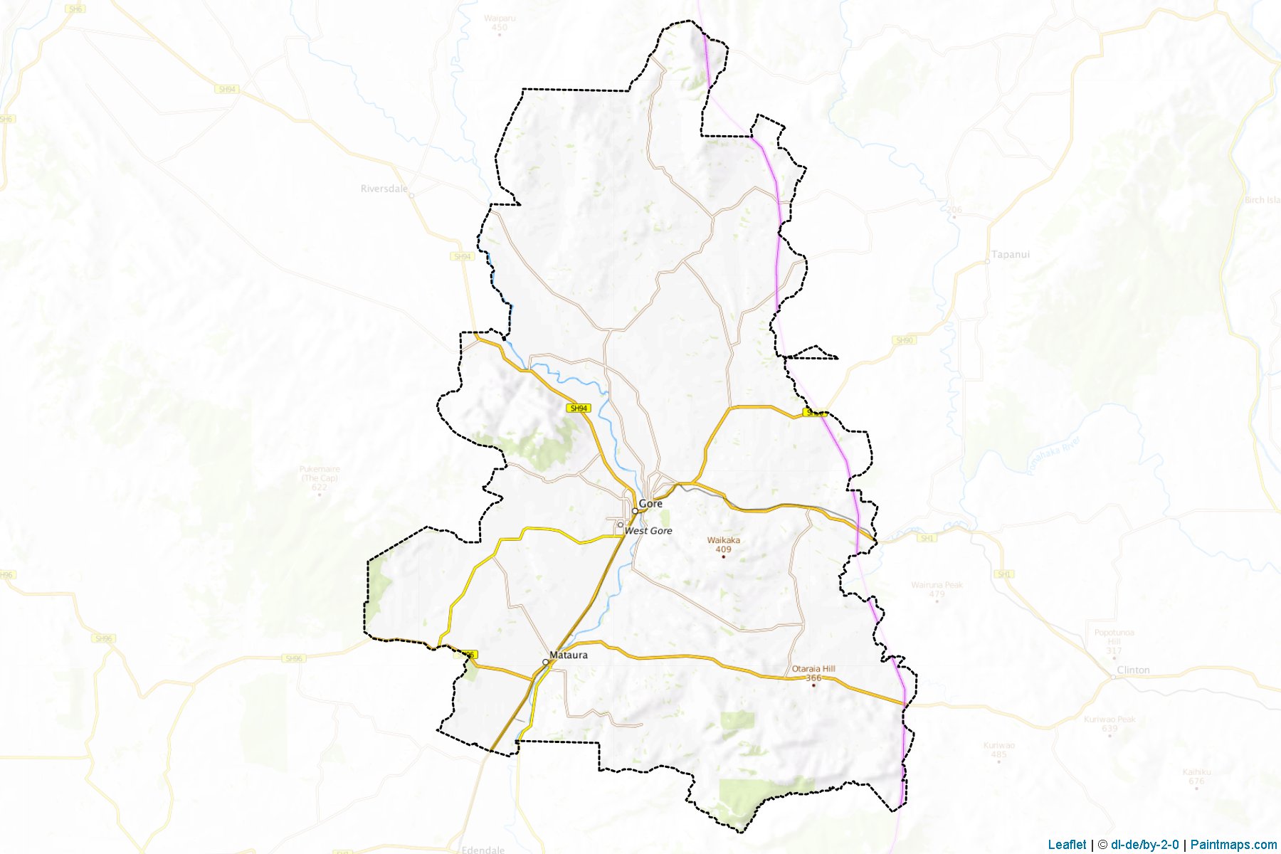 Muestras de recorte de mapas Gore District (Southland Region)-1