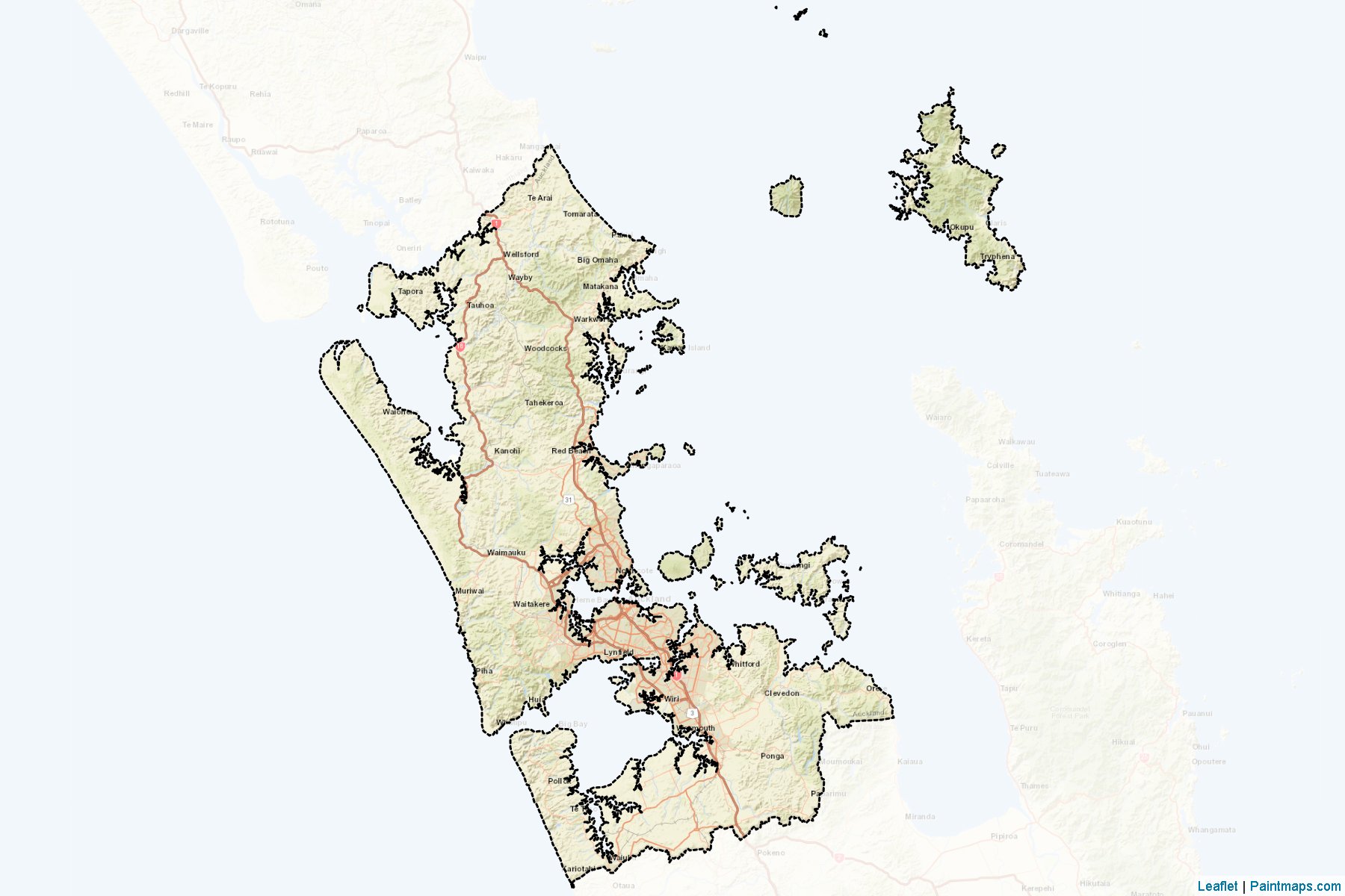 Muestras de recorte de mapas Auckland (Auckland Region)-2