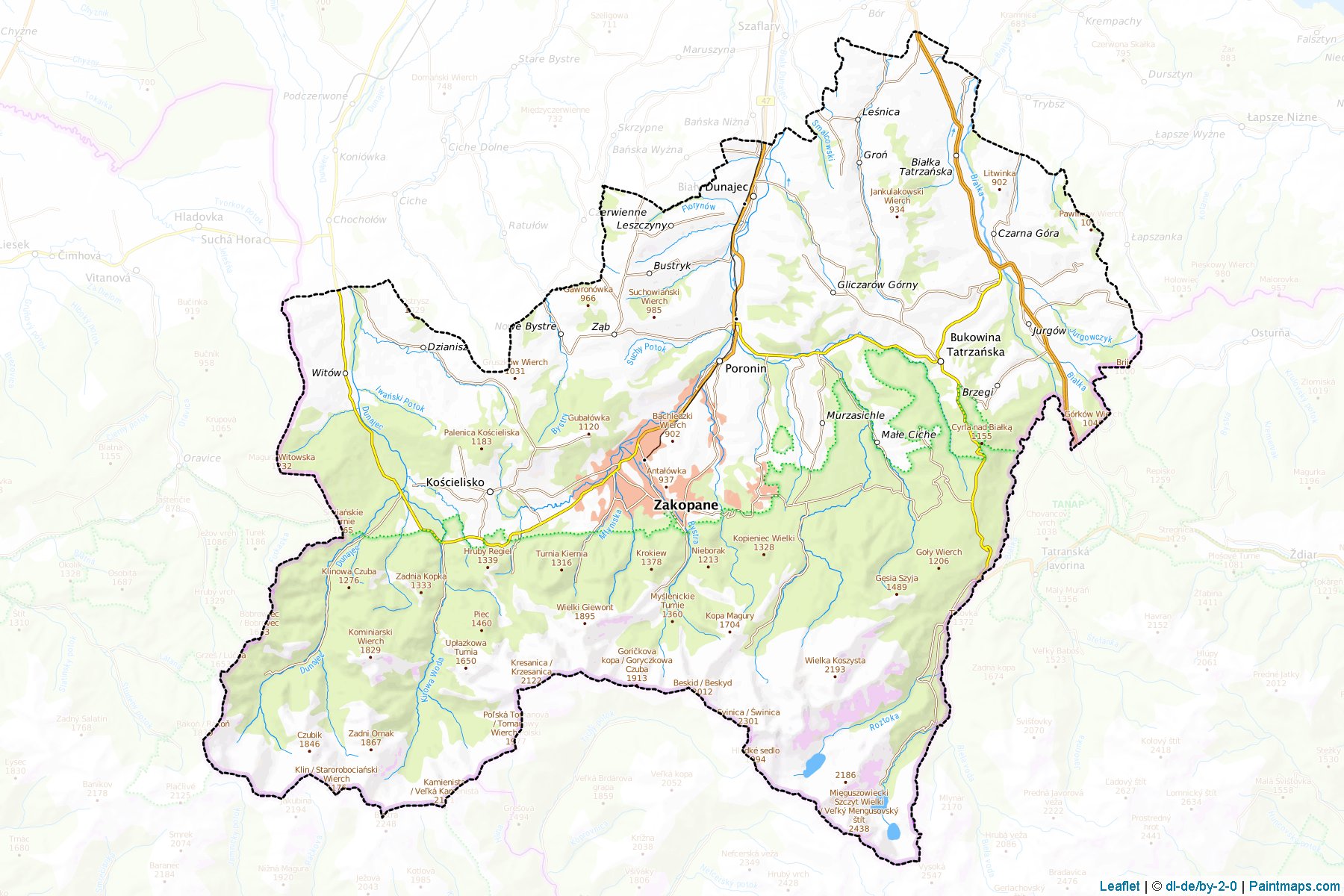 Muestras de recorte de mapas Tatrzański (Małopolskie)-1