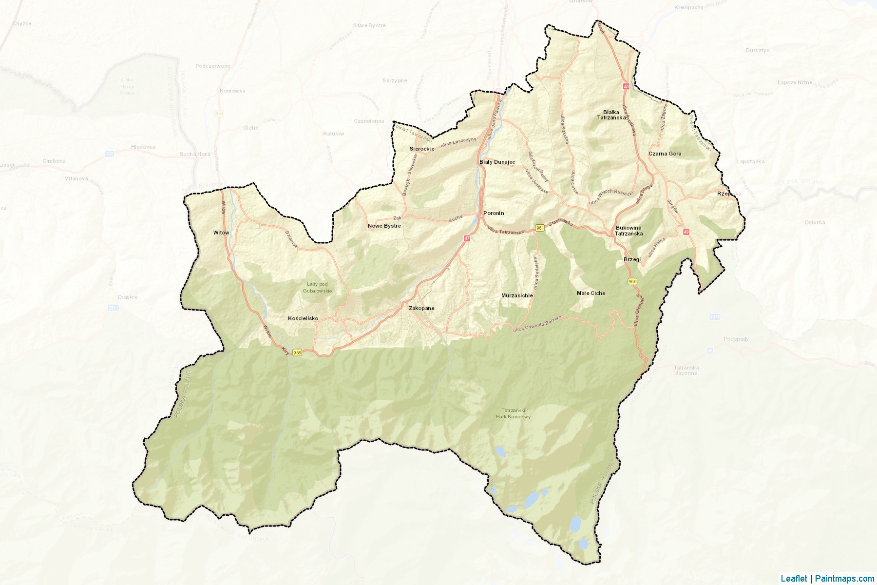 Muestras de recorte de mapas Tatrzański (Małopolskie)-2