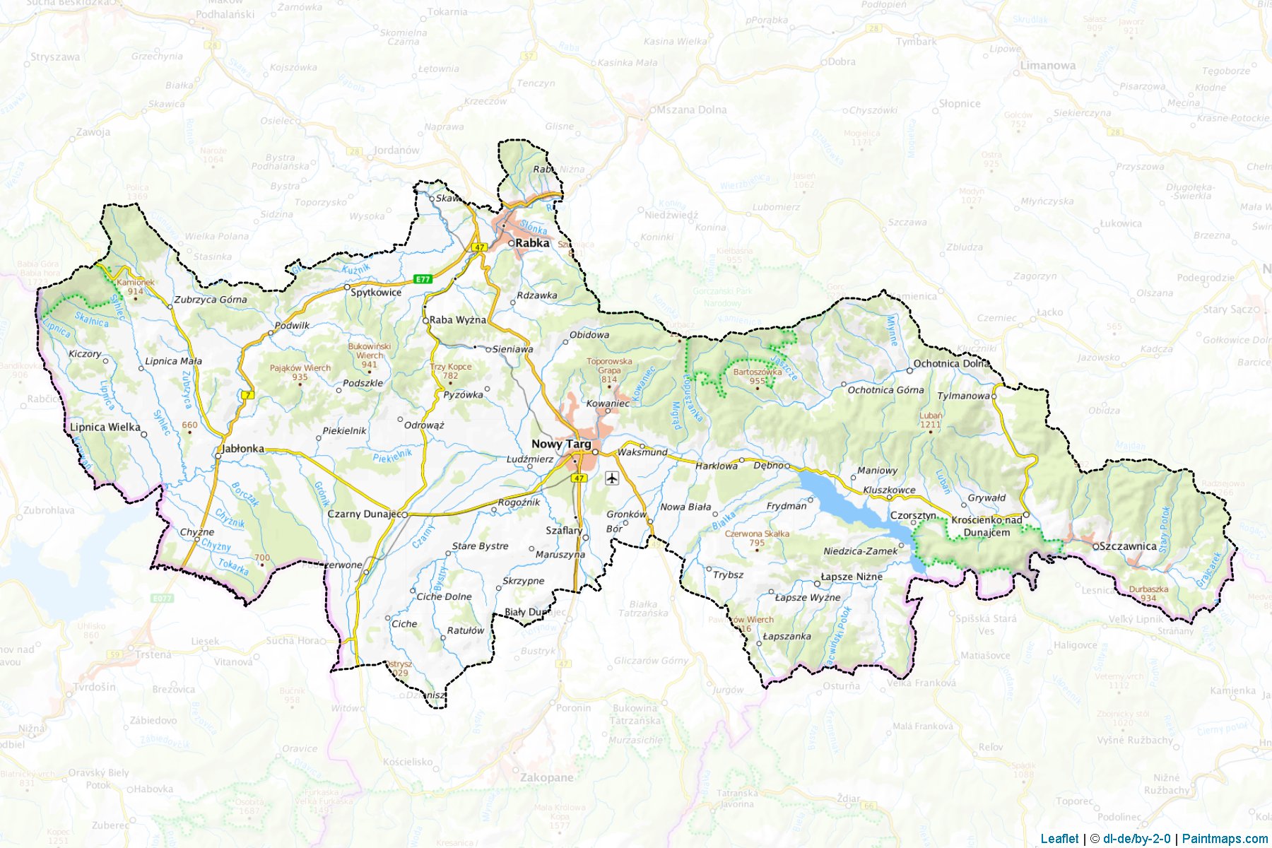 Nowy Targ ili (Küçük Polonya Voyvodalığı) Haritası Örnekleri-1