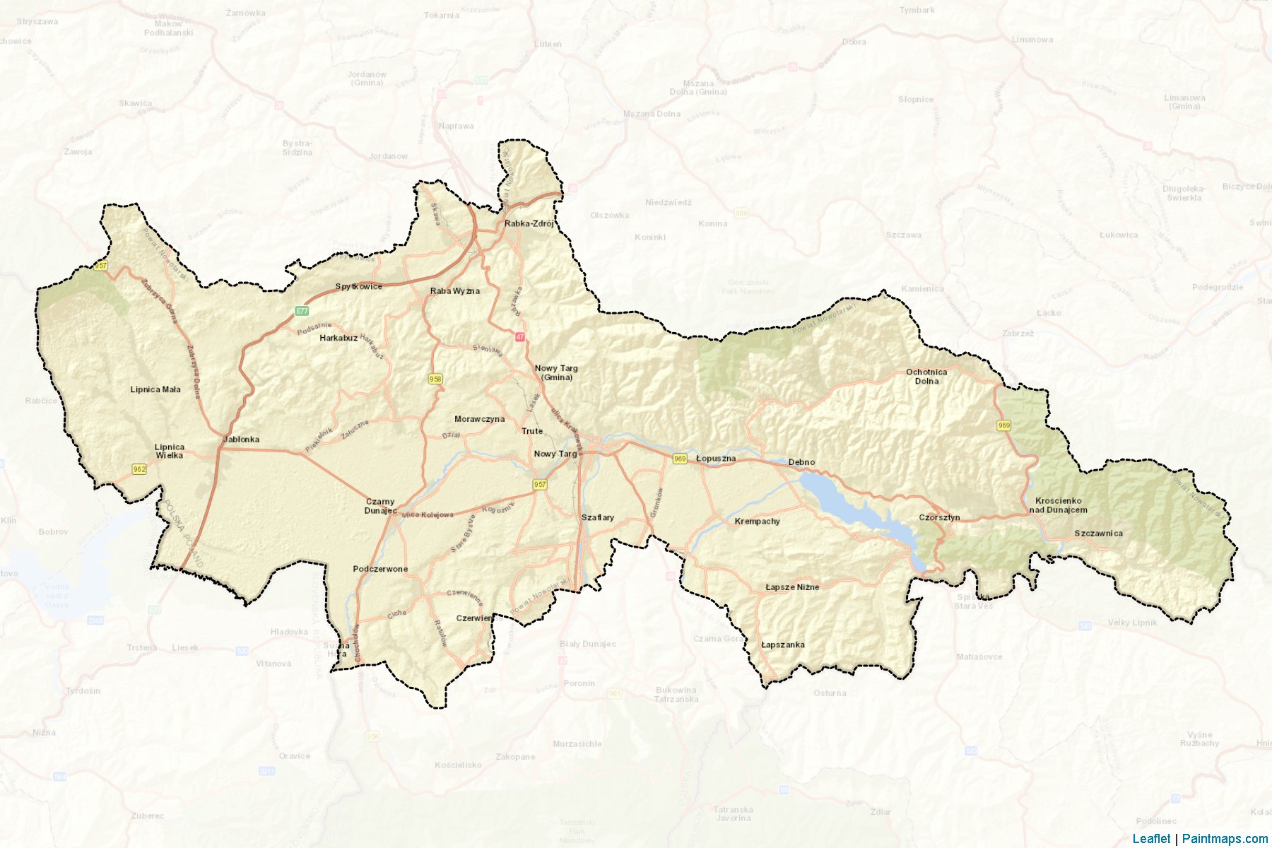 Muestras de recorte de mapas Nowotarski (Małopolskie)-2