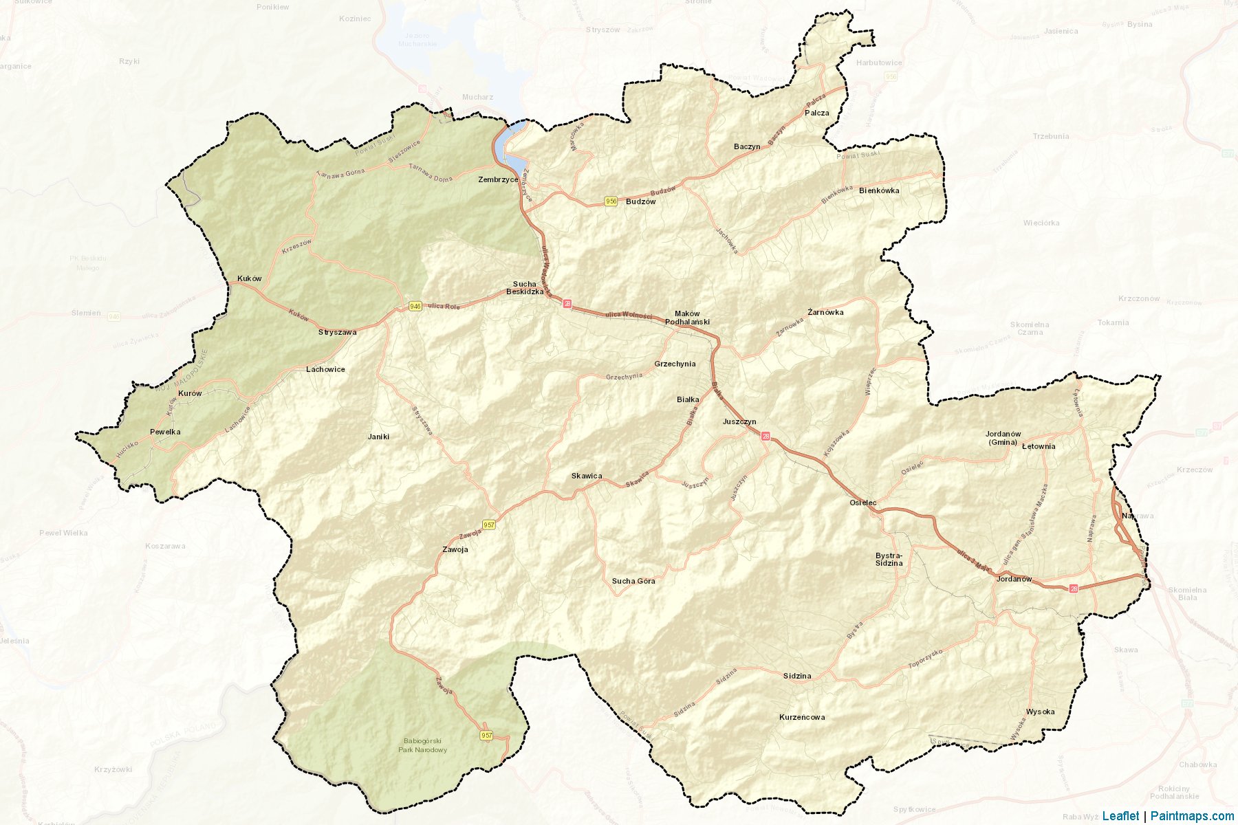 Sucha (Lesser Poland Voivodeship) Map Cropping Samples-2