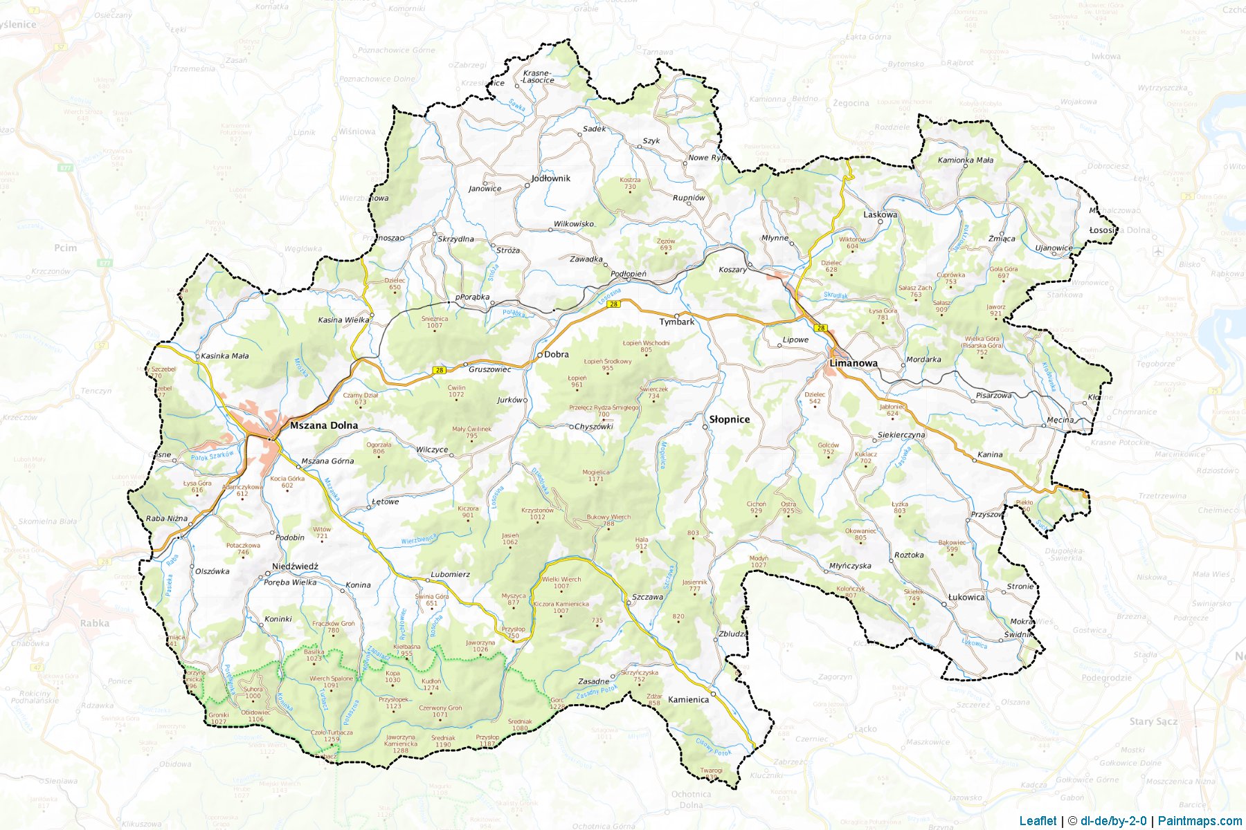 Limanowa (Lesser Poland Voivodeship) Map Cropping Samples-1