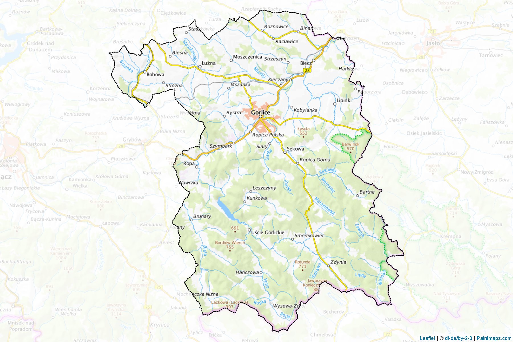 Muestras de recorte de mapas Gorlicki (Małopolskie)-1