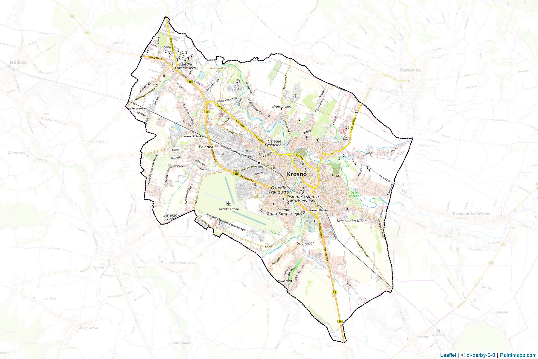 Muestras de recorte de mapas Krosno (Podkarpackie)-1