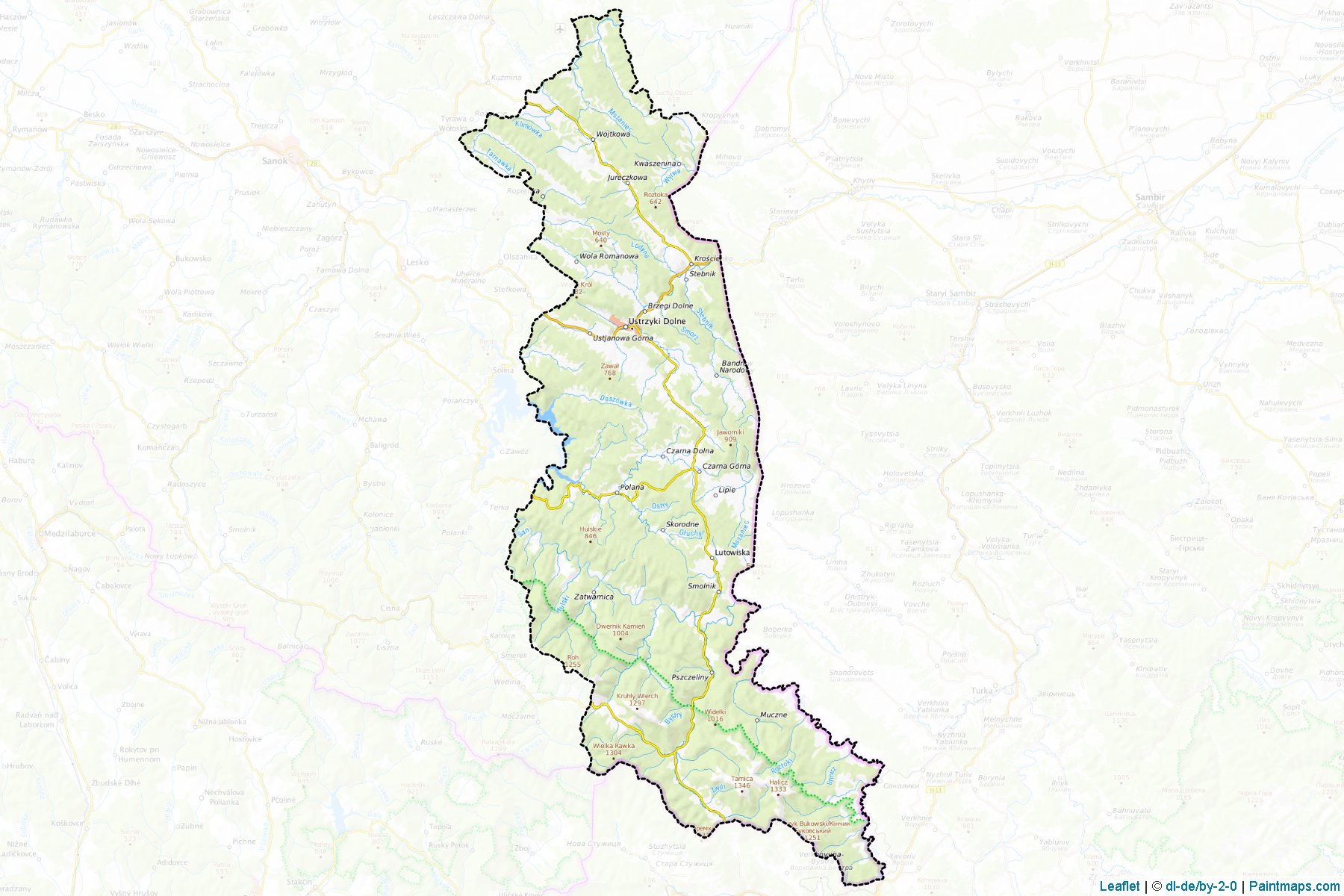 Bieszczady (Podkarpackie) Map Cropping Samples-1