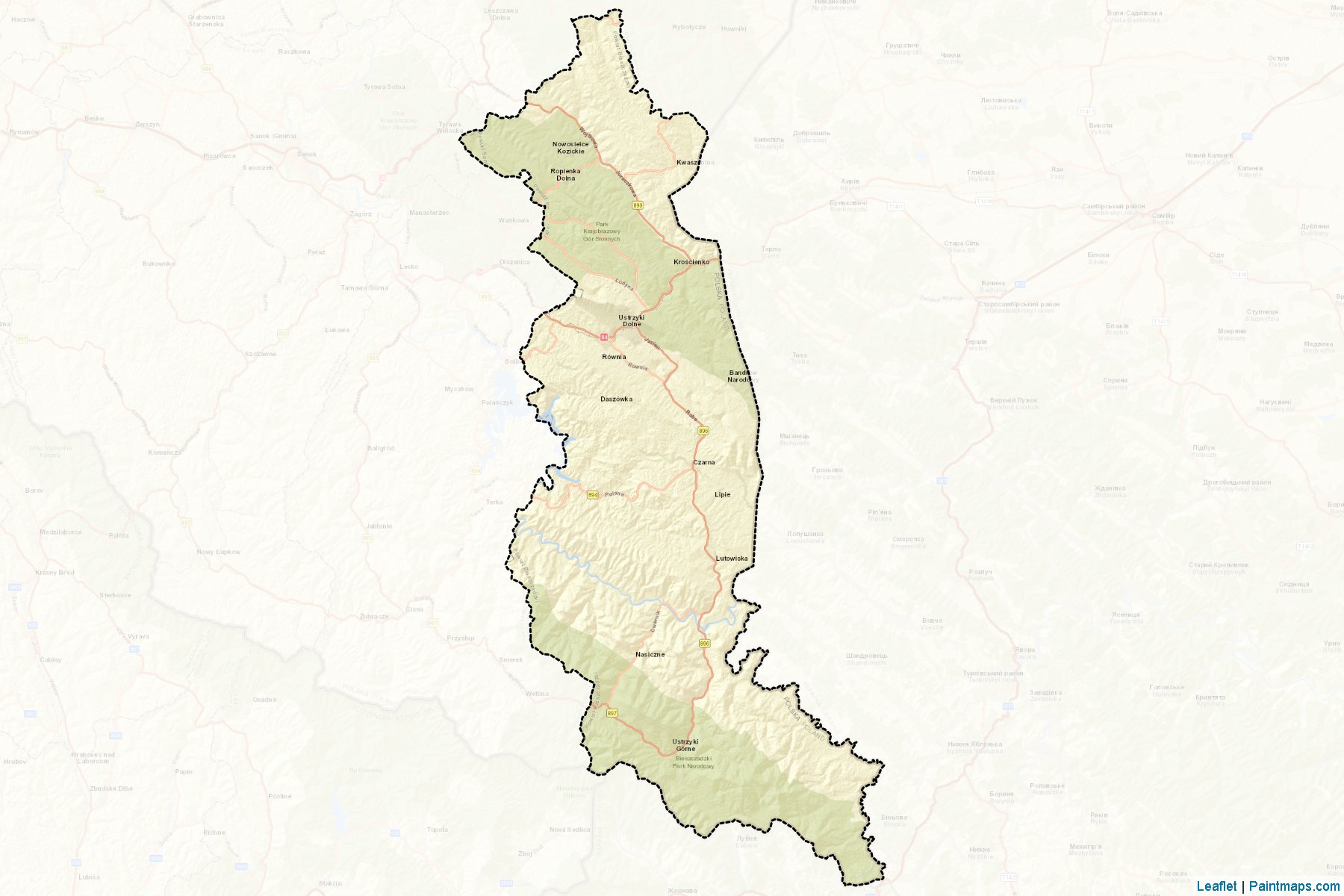 Bieszczady (Podkarpackie) Map Cropping Samples-2