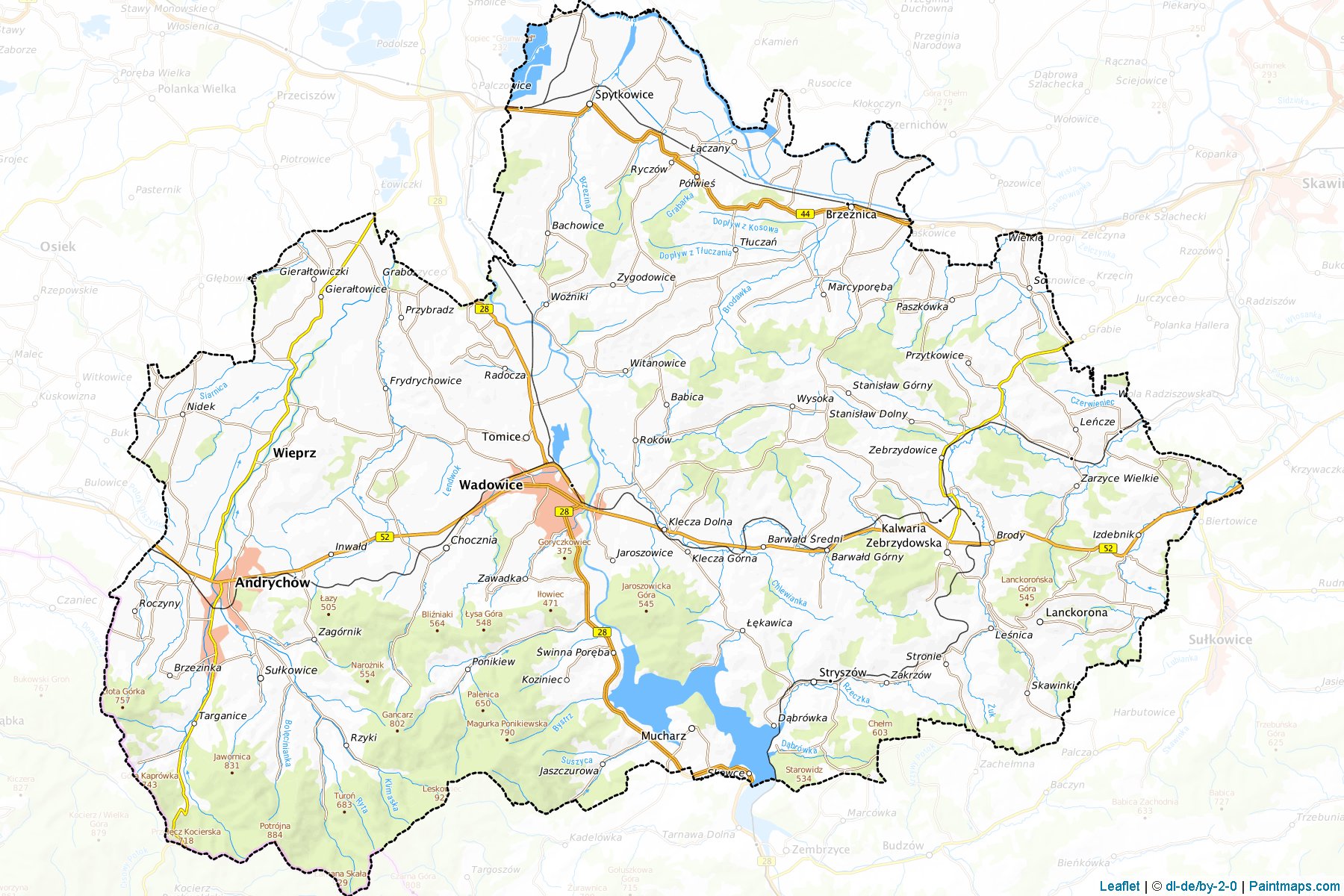 Muestras de recorte de mapas Wadowicki (Małopolskie)-1