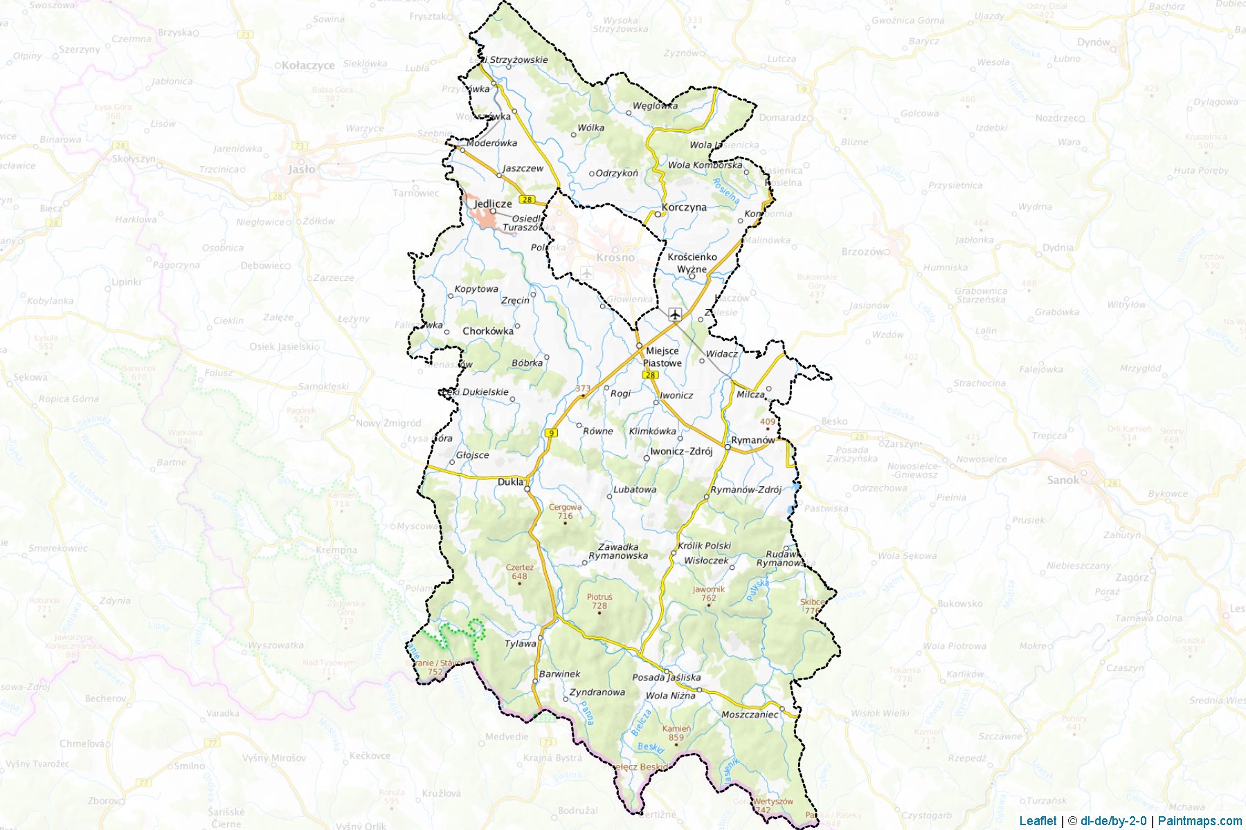 Muestras de recorte de mapas Krośnieński (Podkarpackie)-1