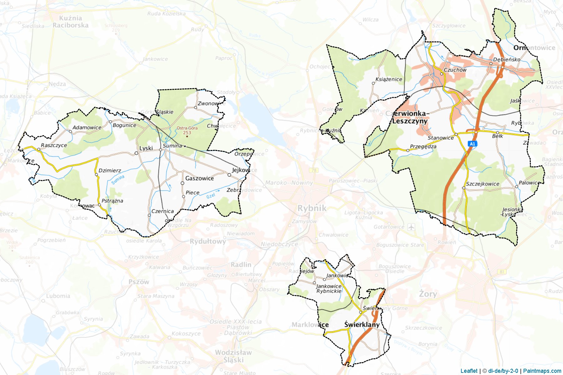 Muestras de recorte de mapas Rybnicki (Śląskie)-1