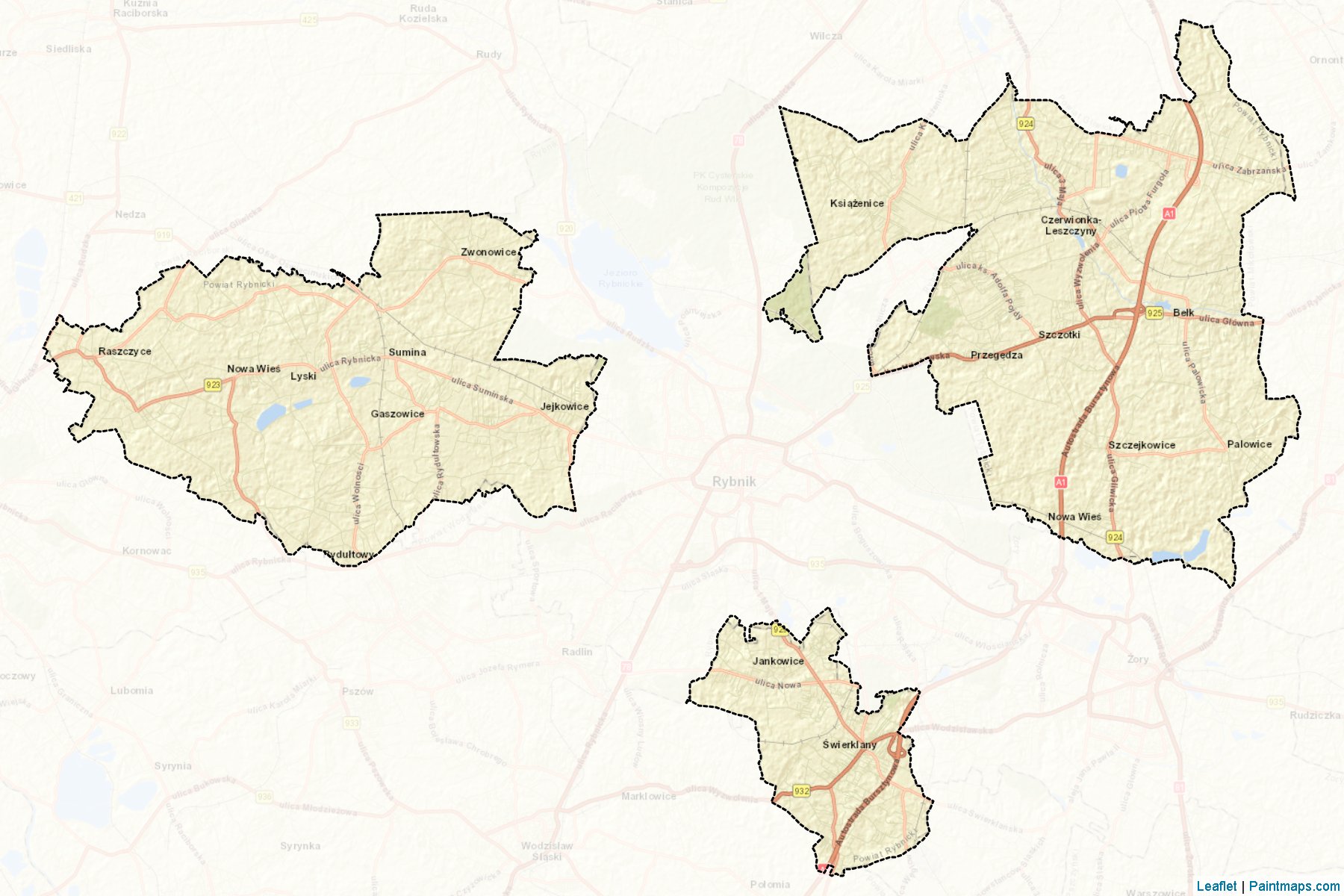 Muestras de recorte de mapas Rybnicki (Śląskie)-2