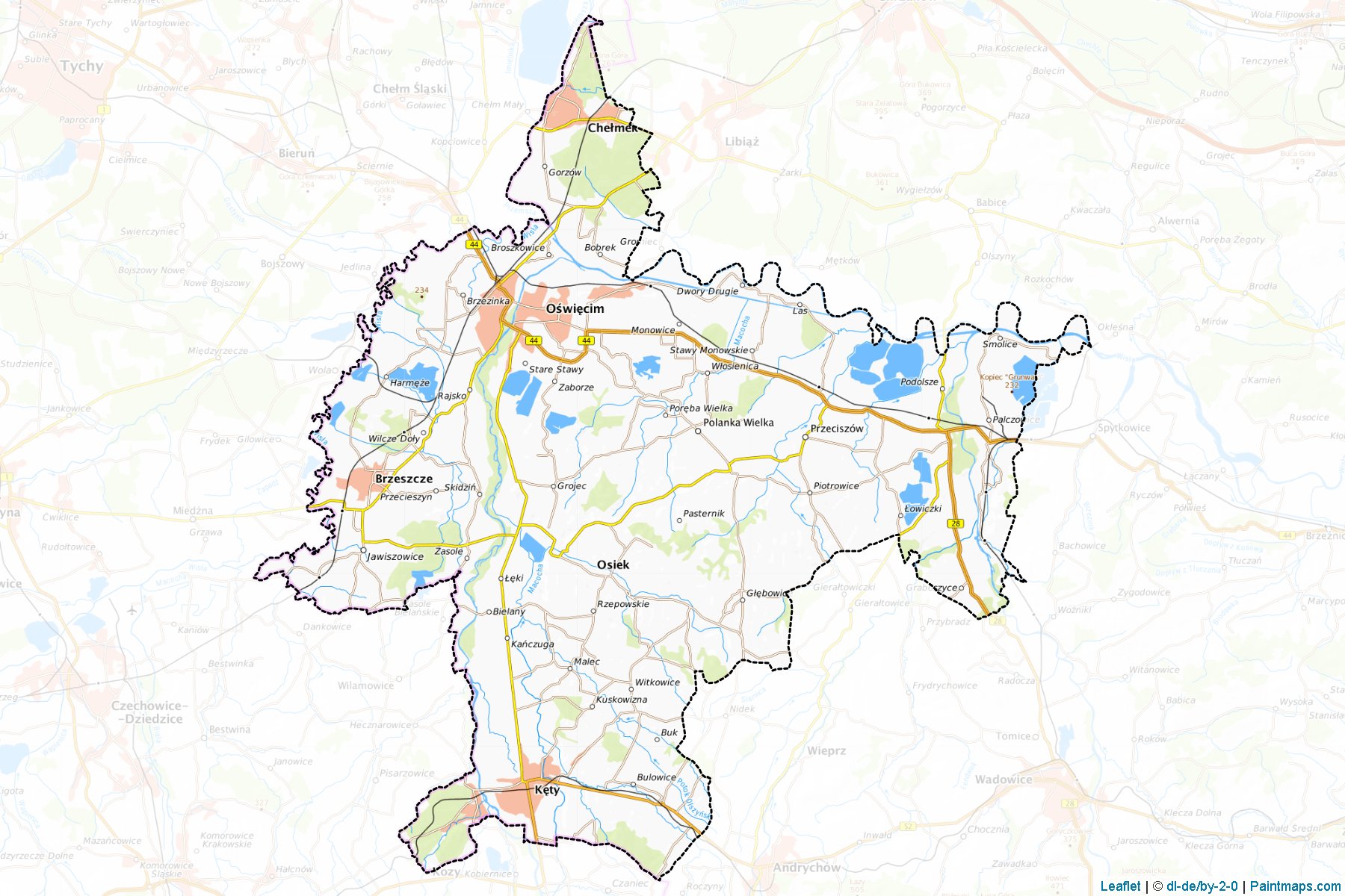 Muestras de recorte de mapas Oświęcimski (Małopolskie)-1