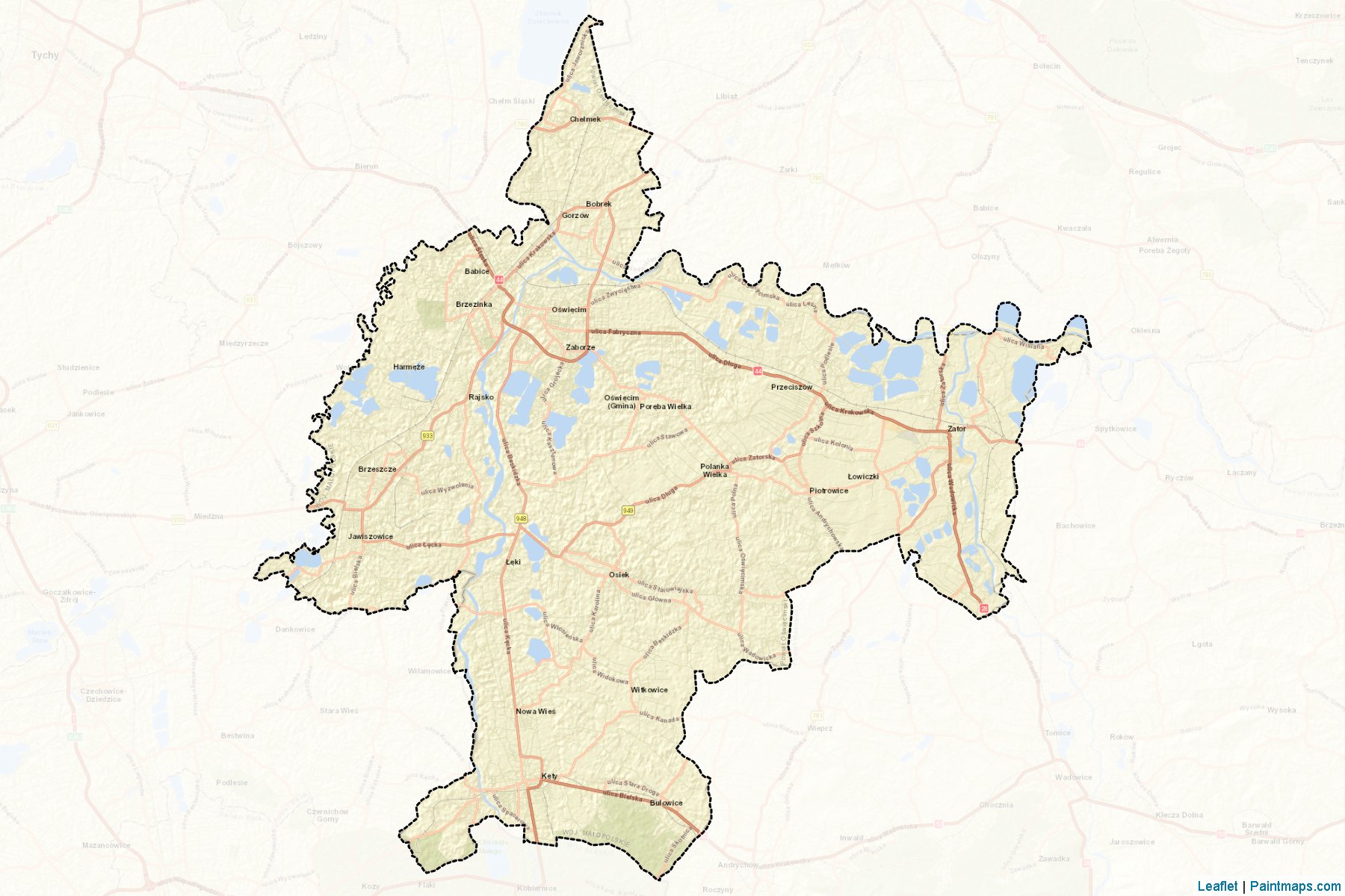 Muestras de recorte de mapas Oświęcimski (Małopolskie)-2