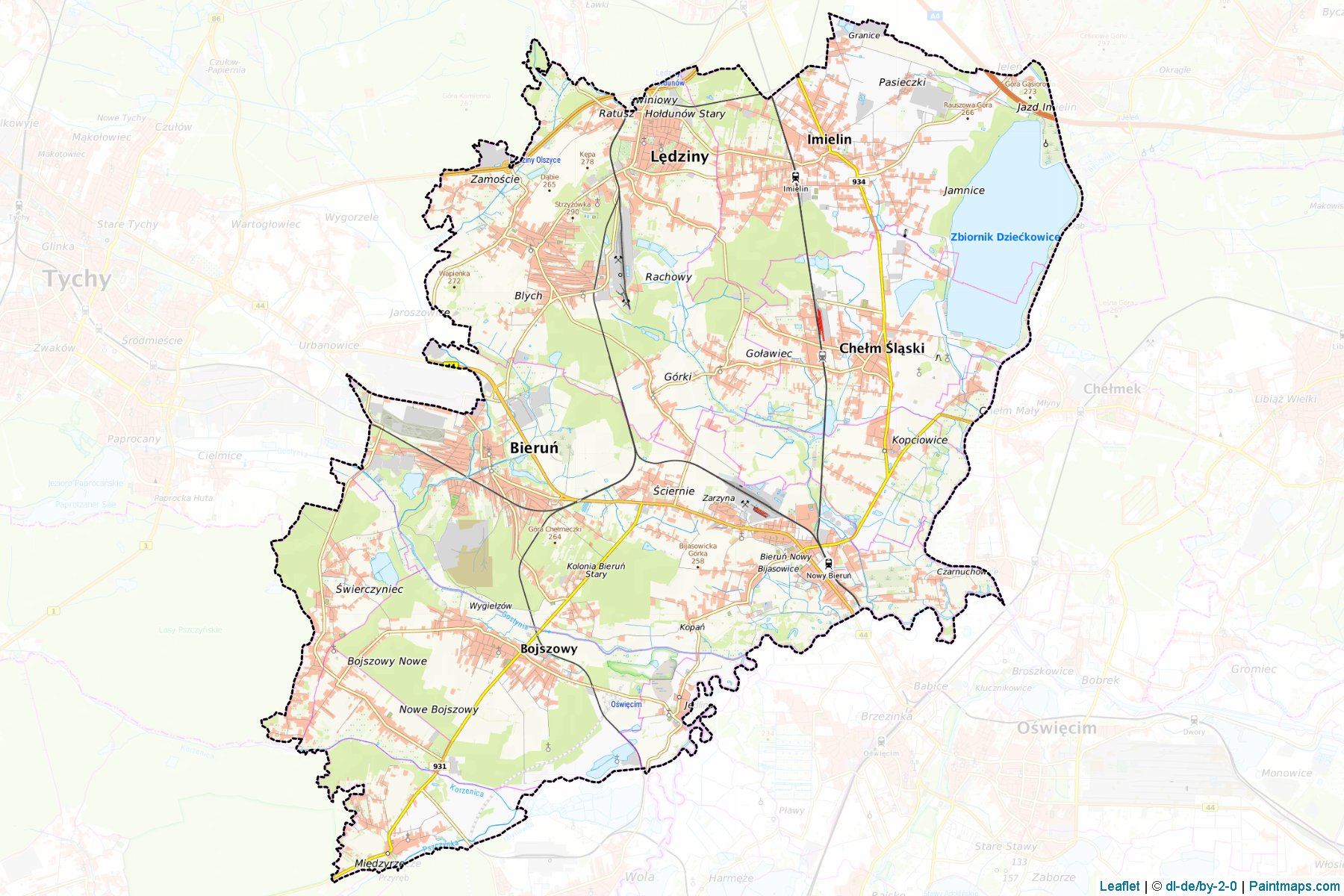 Bieruńsko-Lędziński (Silesian Voivodeship) Map Cropping Samples-1