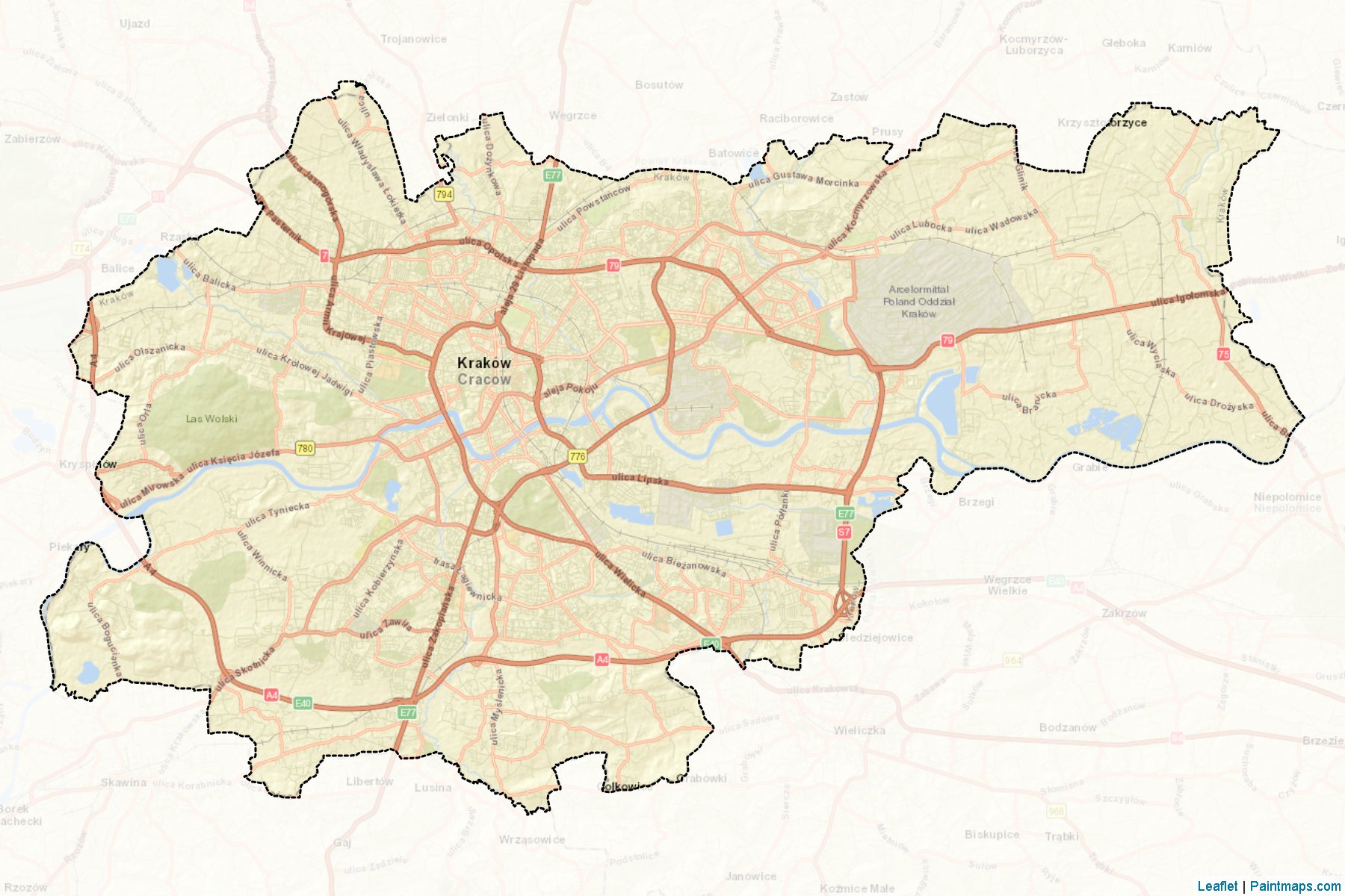 Kraków (Lesser Poland Voivodeship) Map Cropping Samples-2