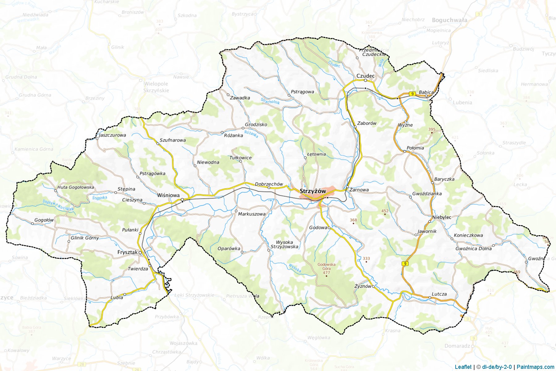 Muestras de recorte de mapas Strzyżowski (Podkarpackie)-1