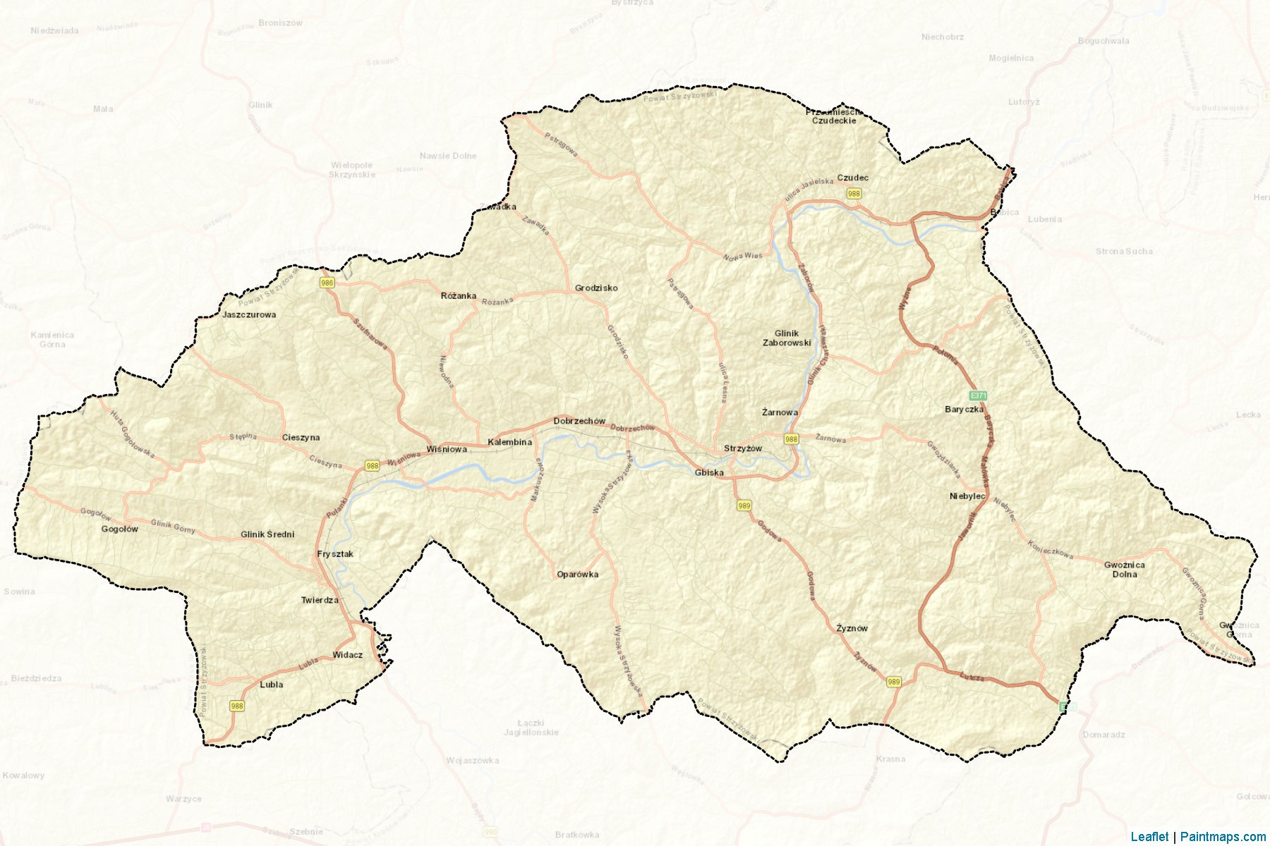 Muestras de recorte de mapas Strzyżowski (Podkarpackie)-2