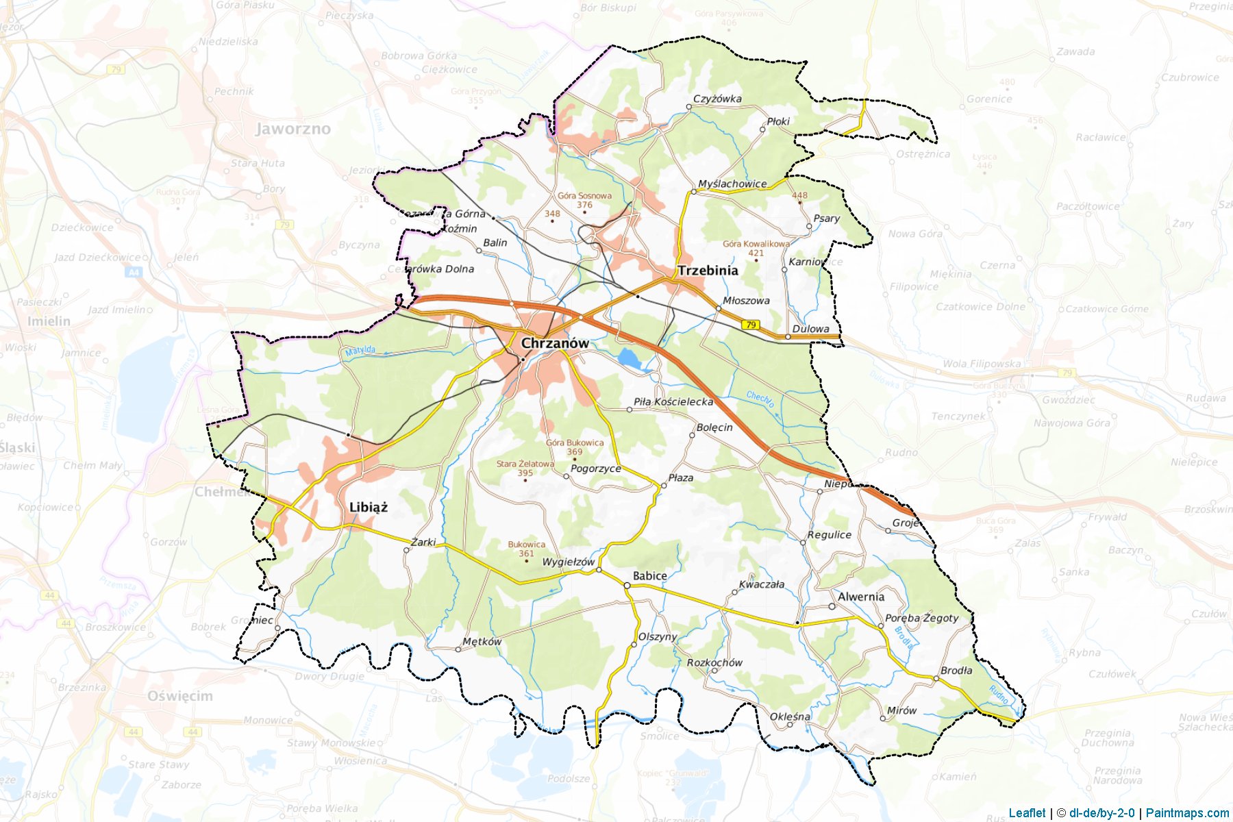 Chrzanów (Lesser Poland Voivodeship) Map Cropping Samples-1