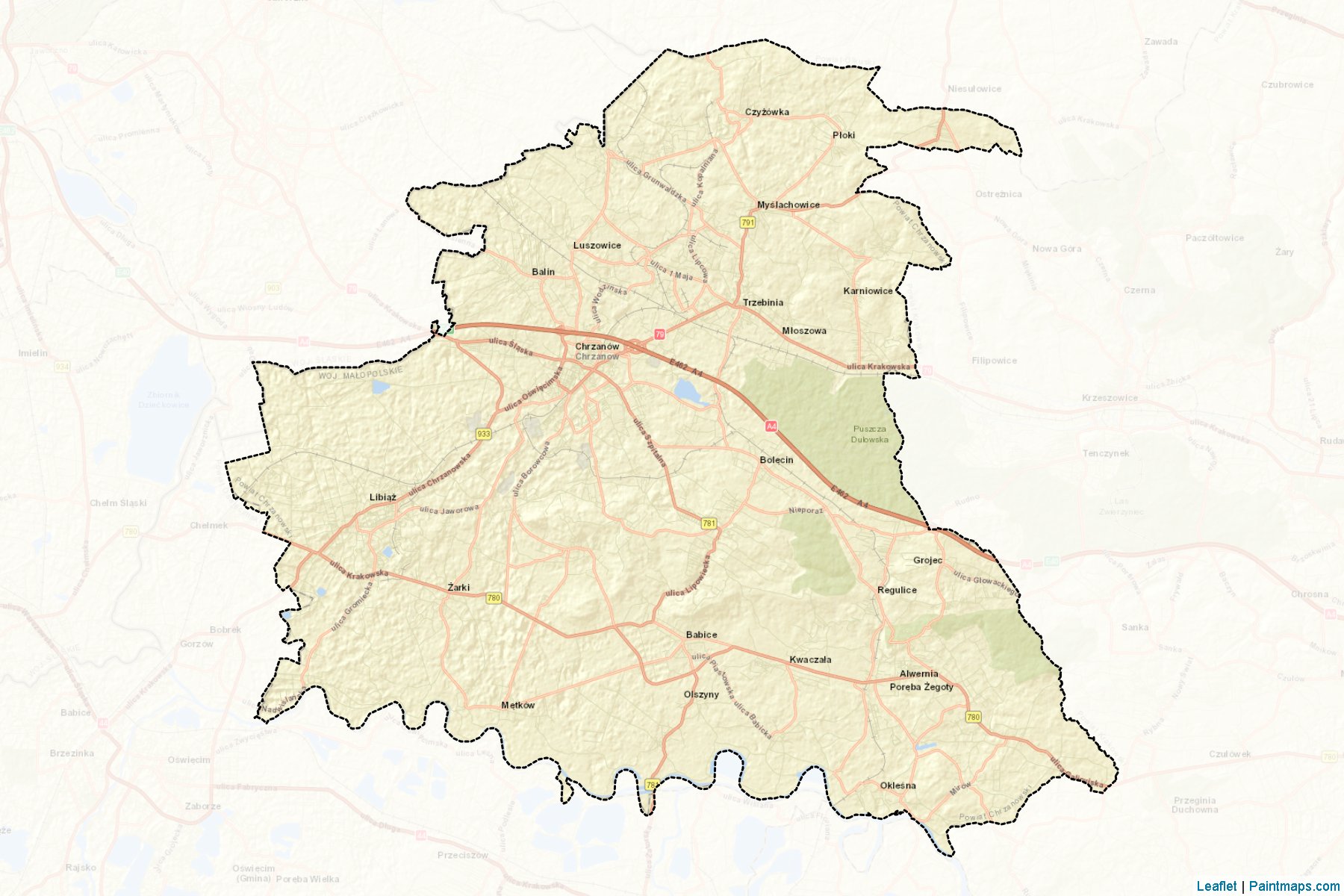 Muestras de recorte de mapas Chrzanowski (Małopolskie)-2