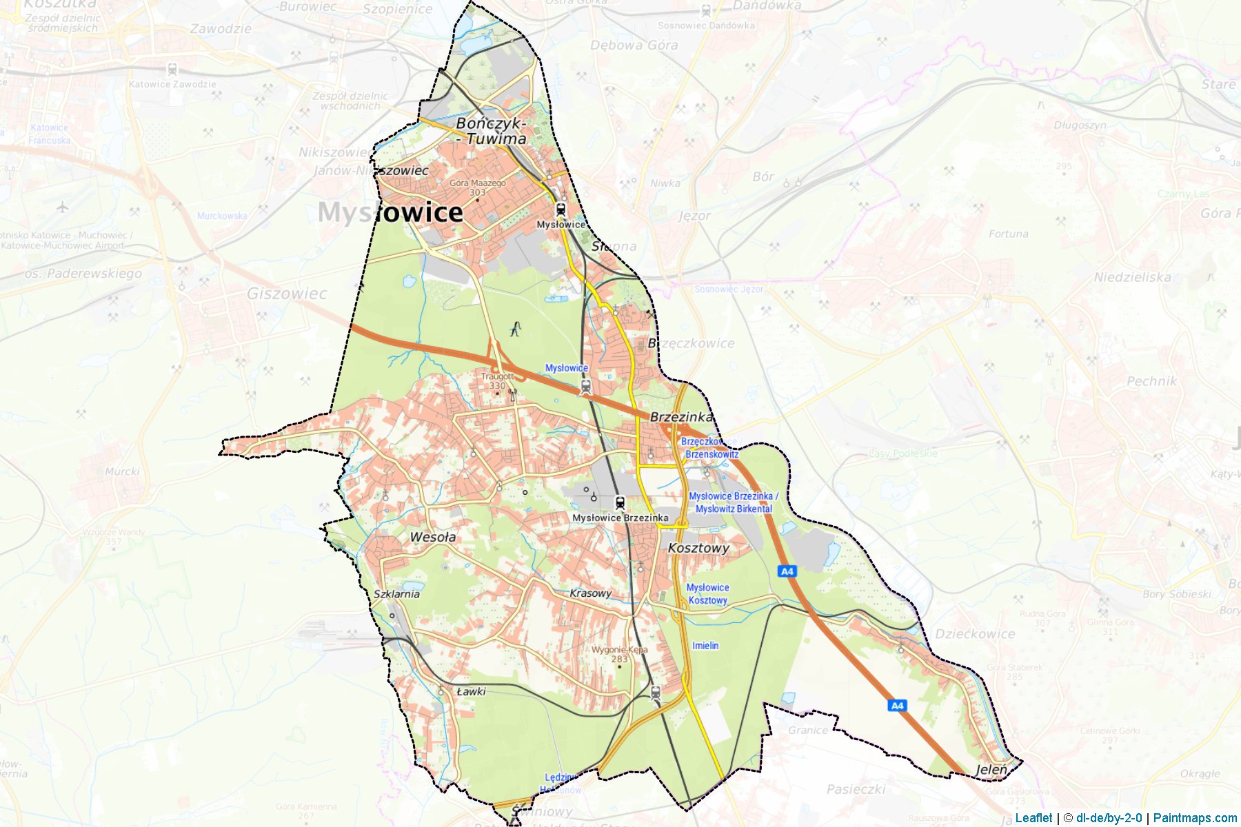 Mysłowice (Silesian Voivodeship) Map Cropping Samples-1