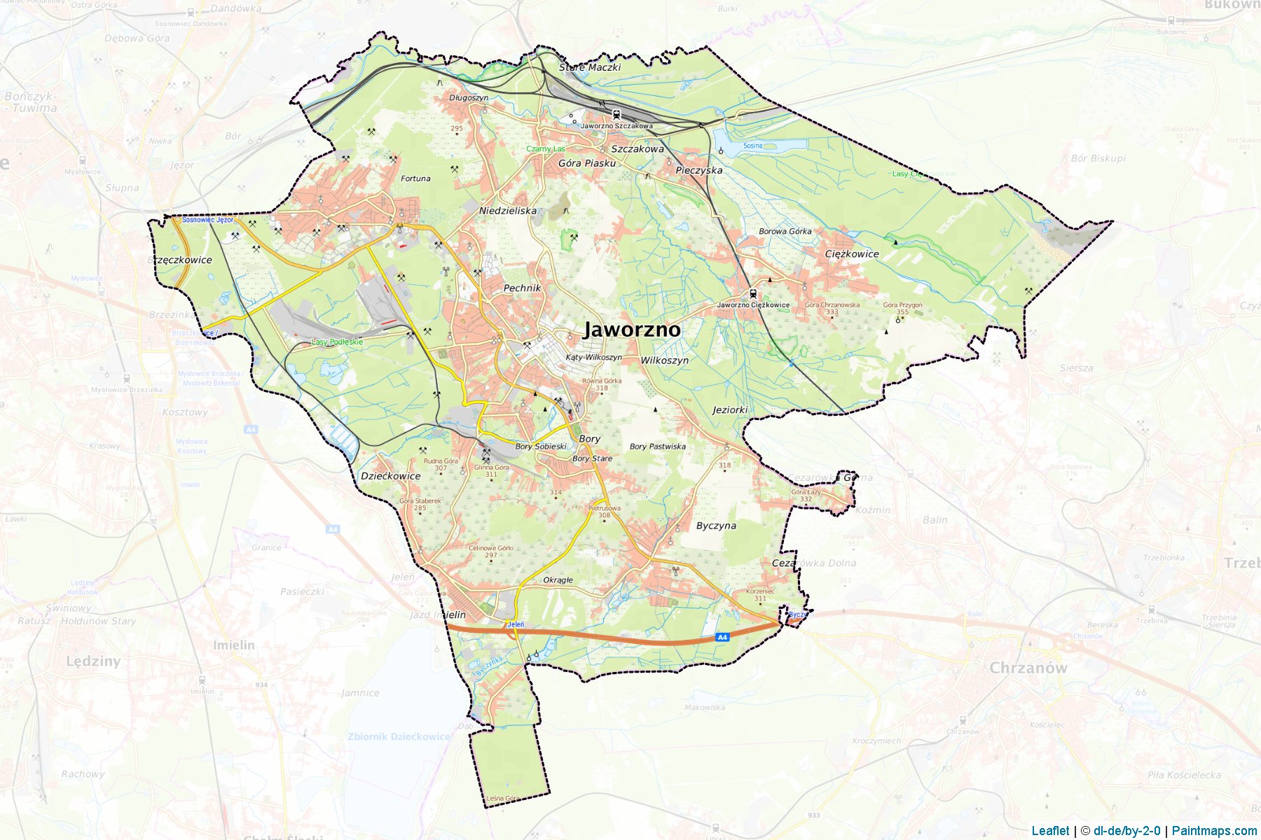 Jaworzno (Silesian Voivodeship) Map Cropping Samples-1