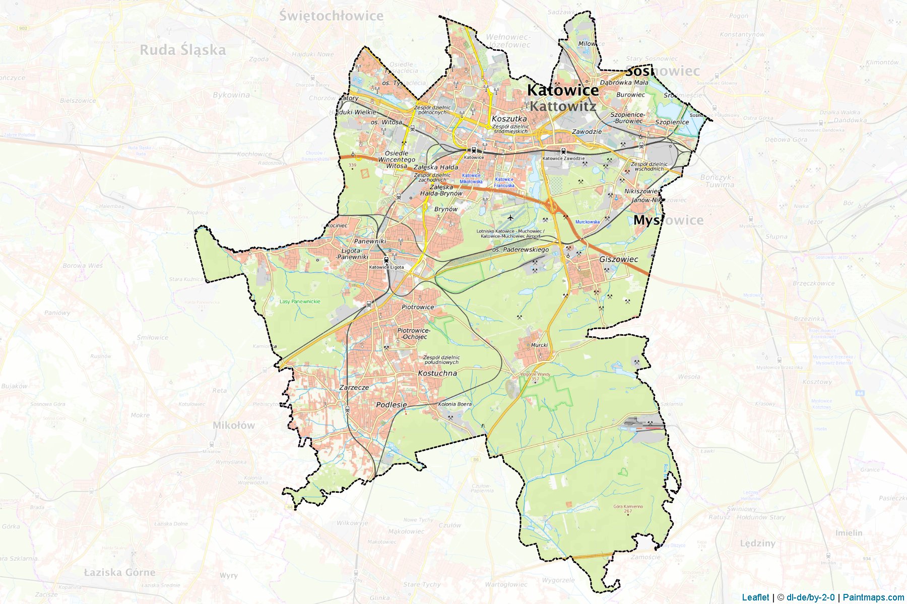 Muestras de recorte de mapas Katowice (Śląskie)-1