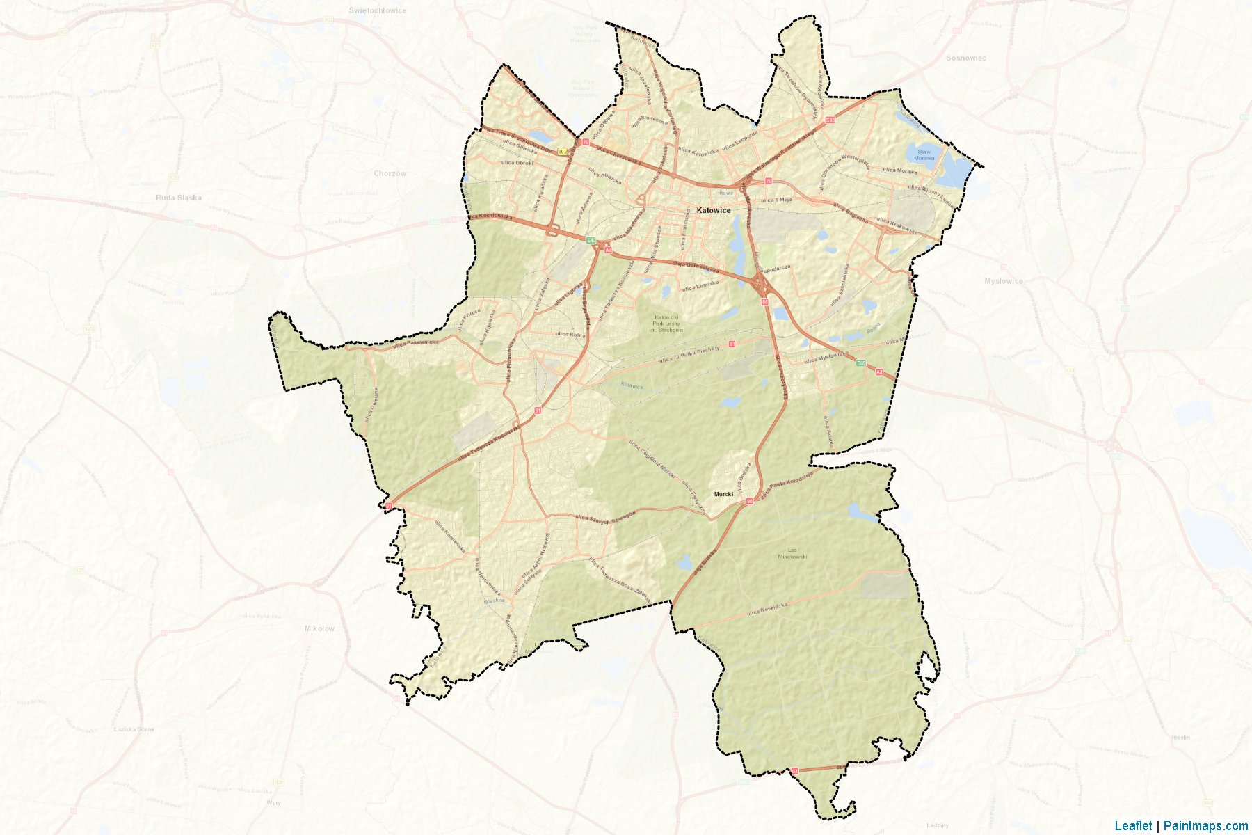 Muestras de recorte de mapas Katowice (Śląskie)-2