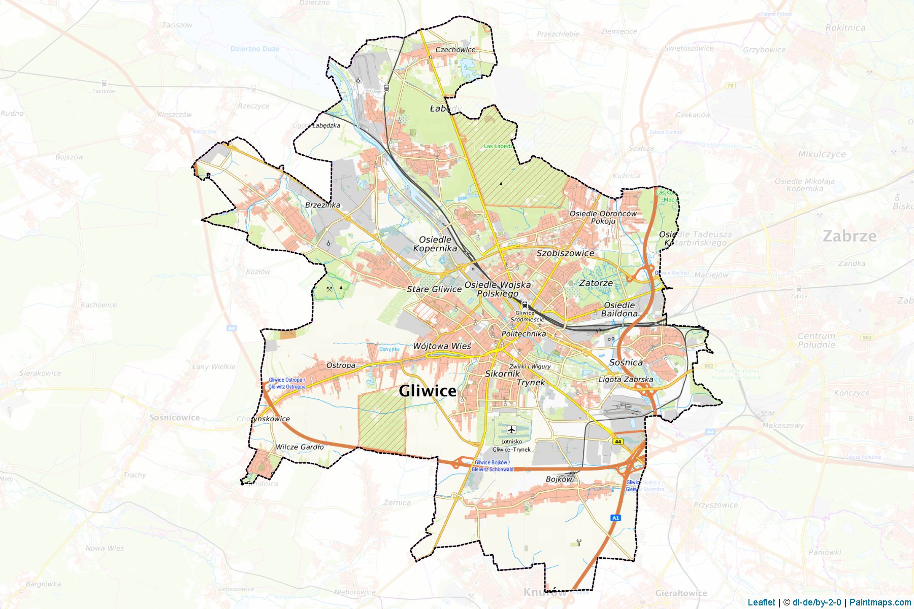 Muestras de recorte de mapas Gliwice (Śląskie)-1