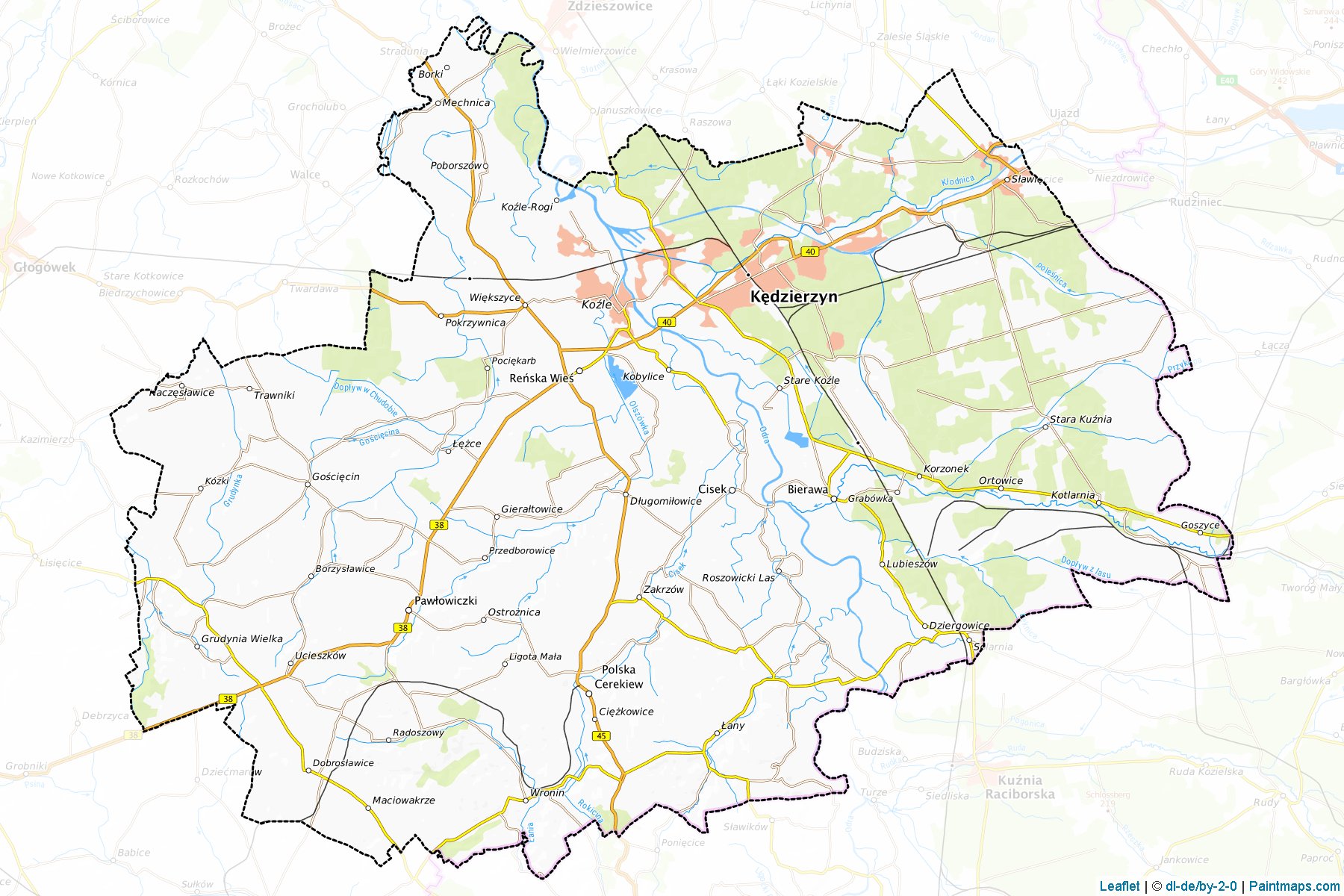 Muestras de recorte de mapas Kędzierzyńsko-Kozielski (Opolskie)-1