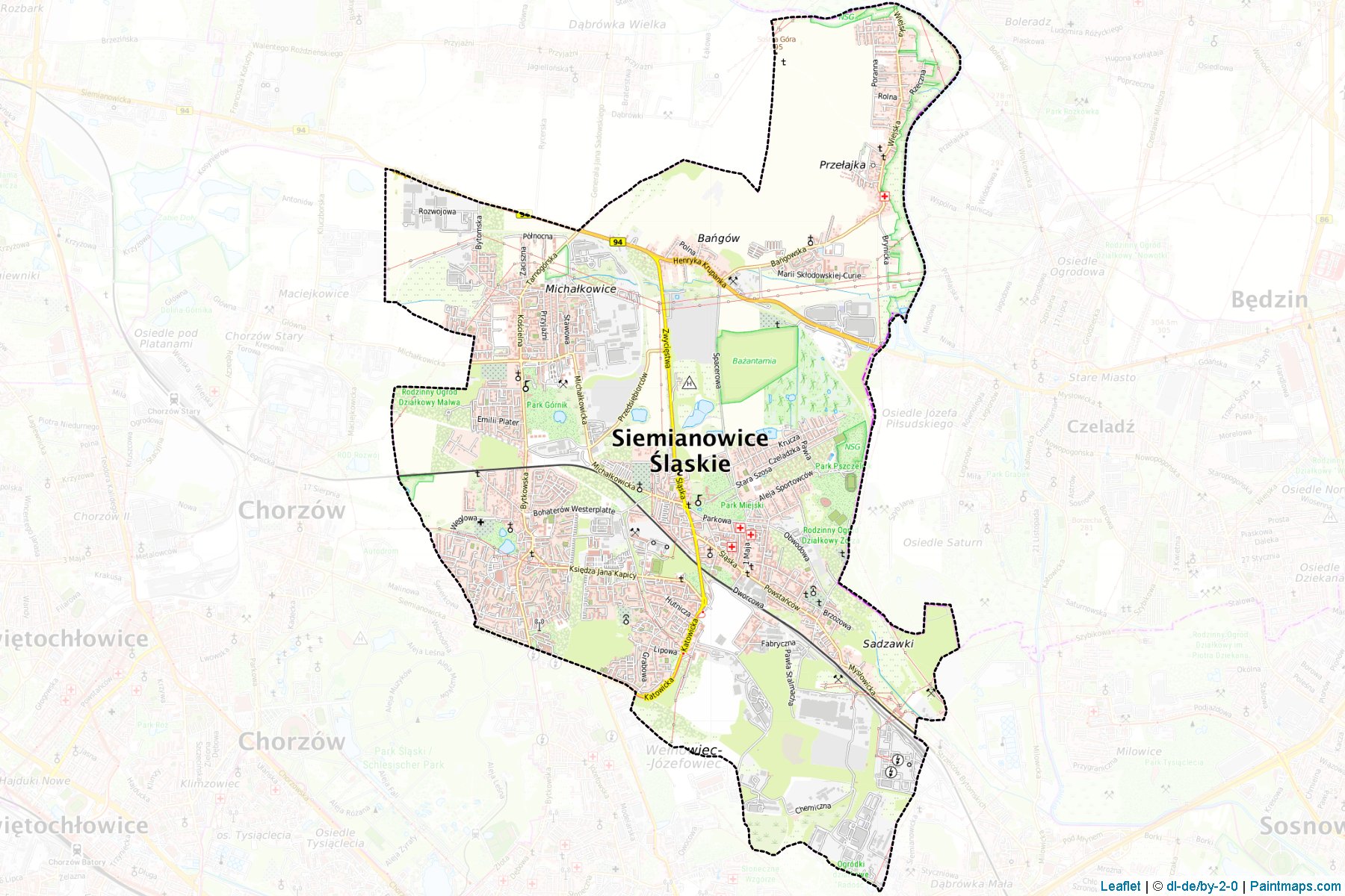 Siemianowice Śląskie (Silesian Voivodeship) Map Cropping Samples-1