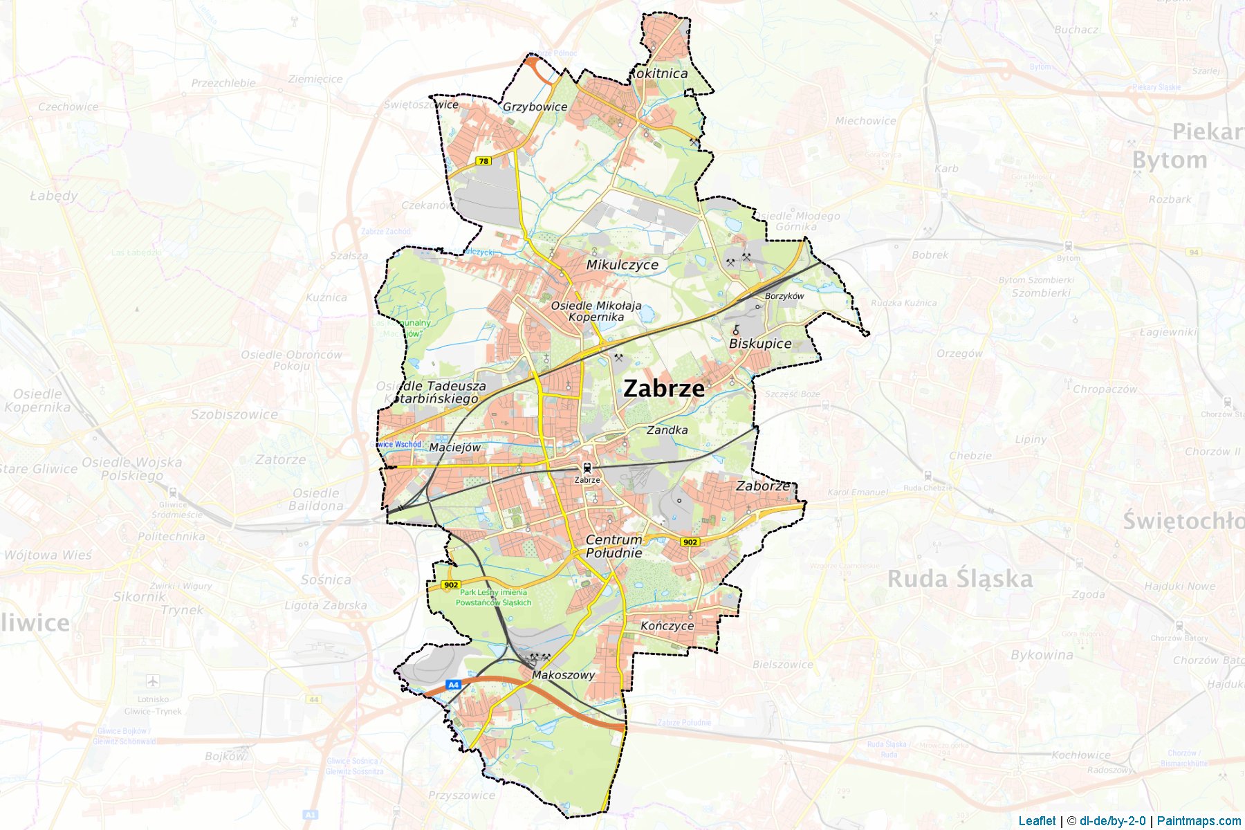 Zabrze (Silesian Voivodeship) Map Cropping Samples-1