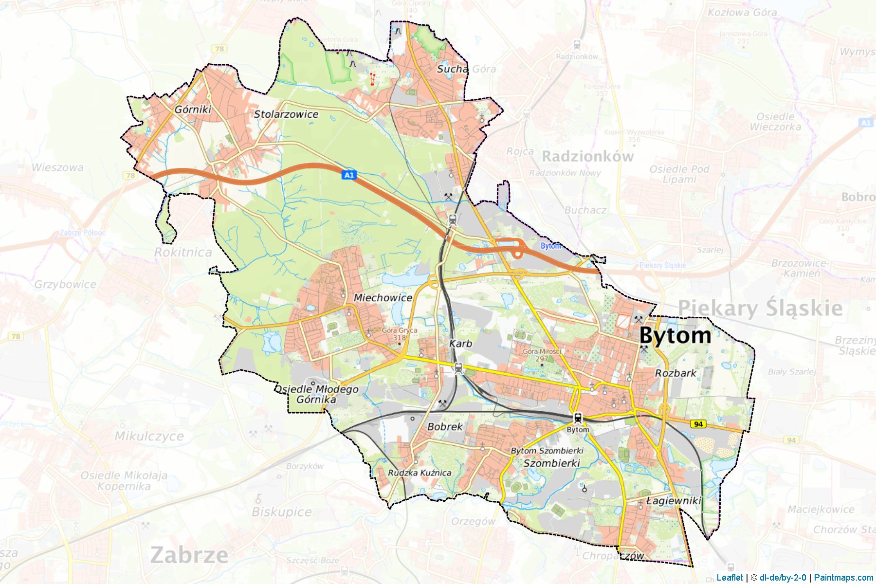 Bytom (Silesian Voivodeship) Map Cropping Samples-1