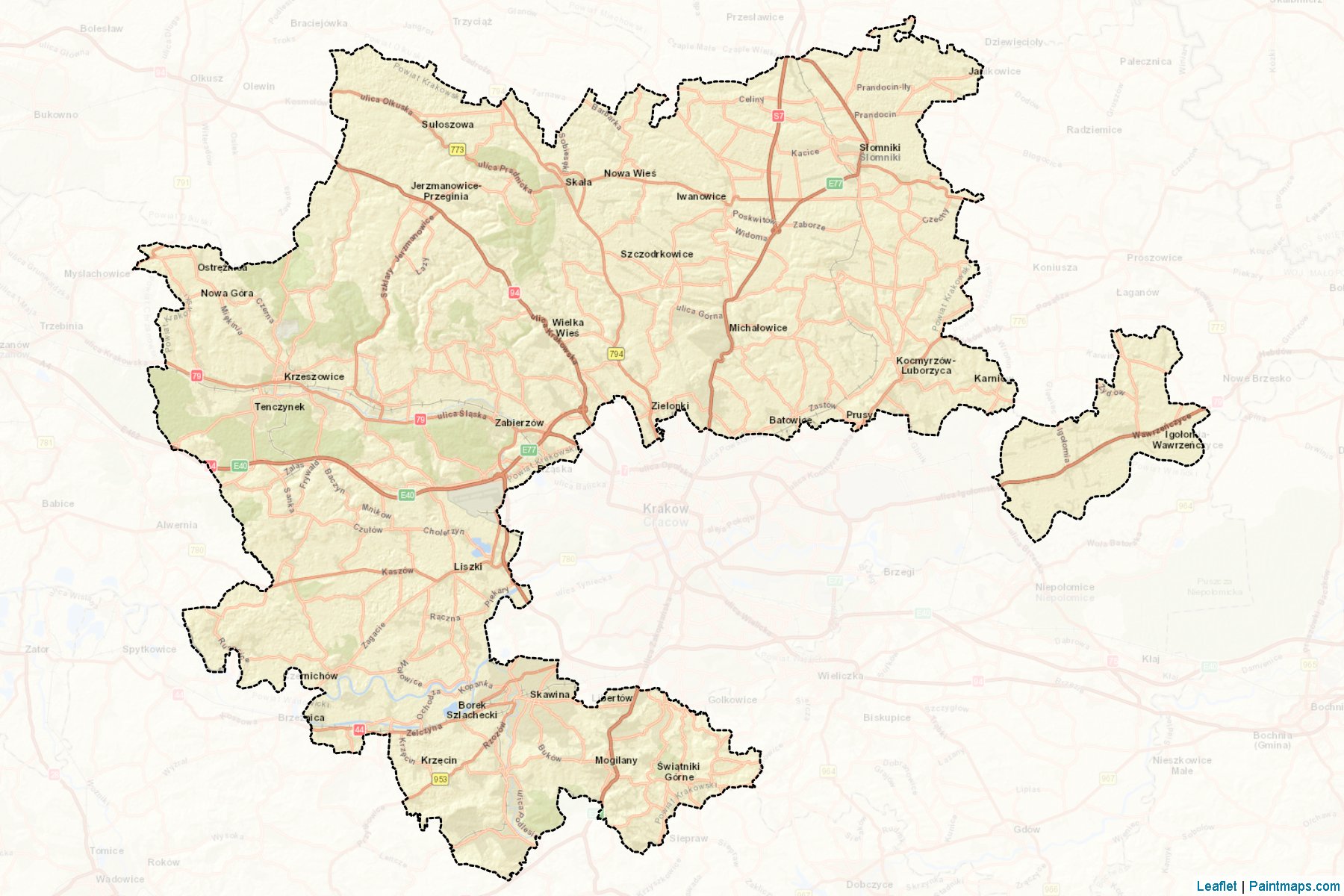 Kraków (Lesser Poland Voivodeship) Map Cropping Samples-2