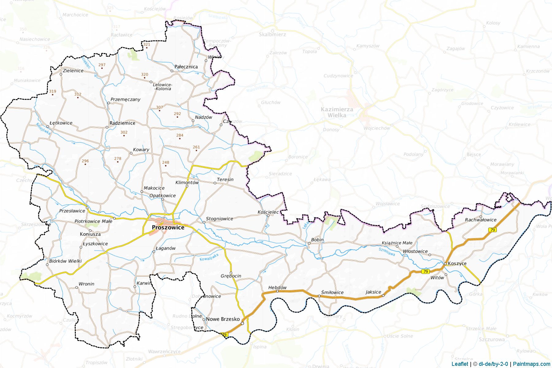 Proszowice (Lesser Poland Voivodeship) Map Cropping Samples-1