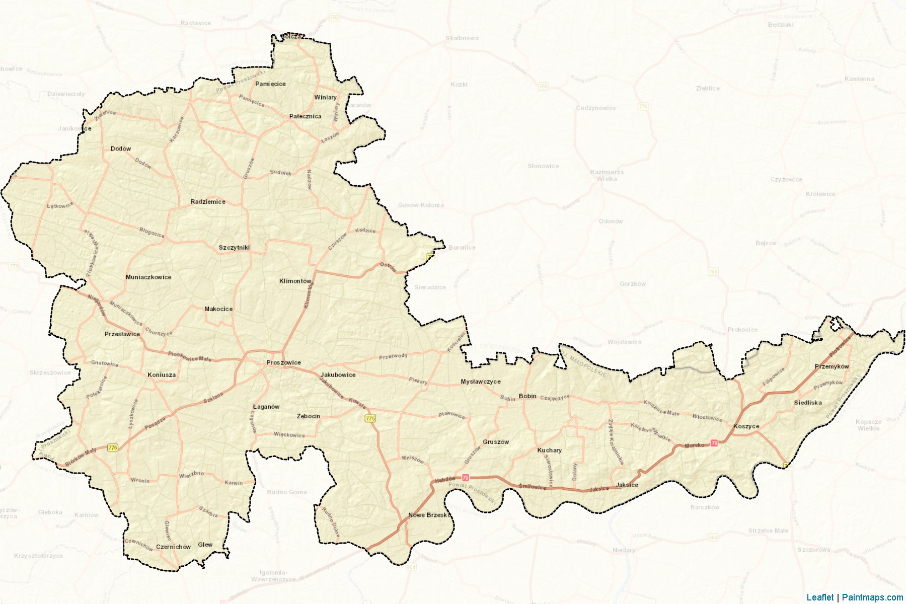 Proszowice (Lesser Poland Voivodeship) Map Cropping Samples-2