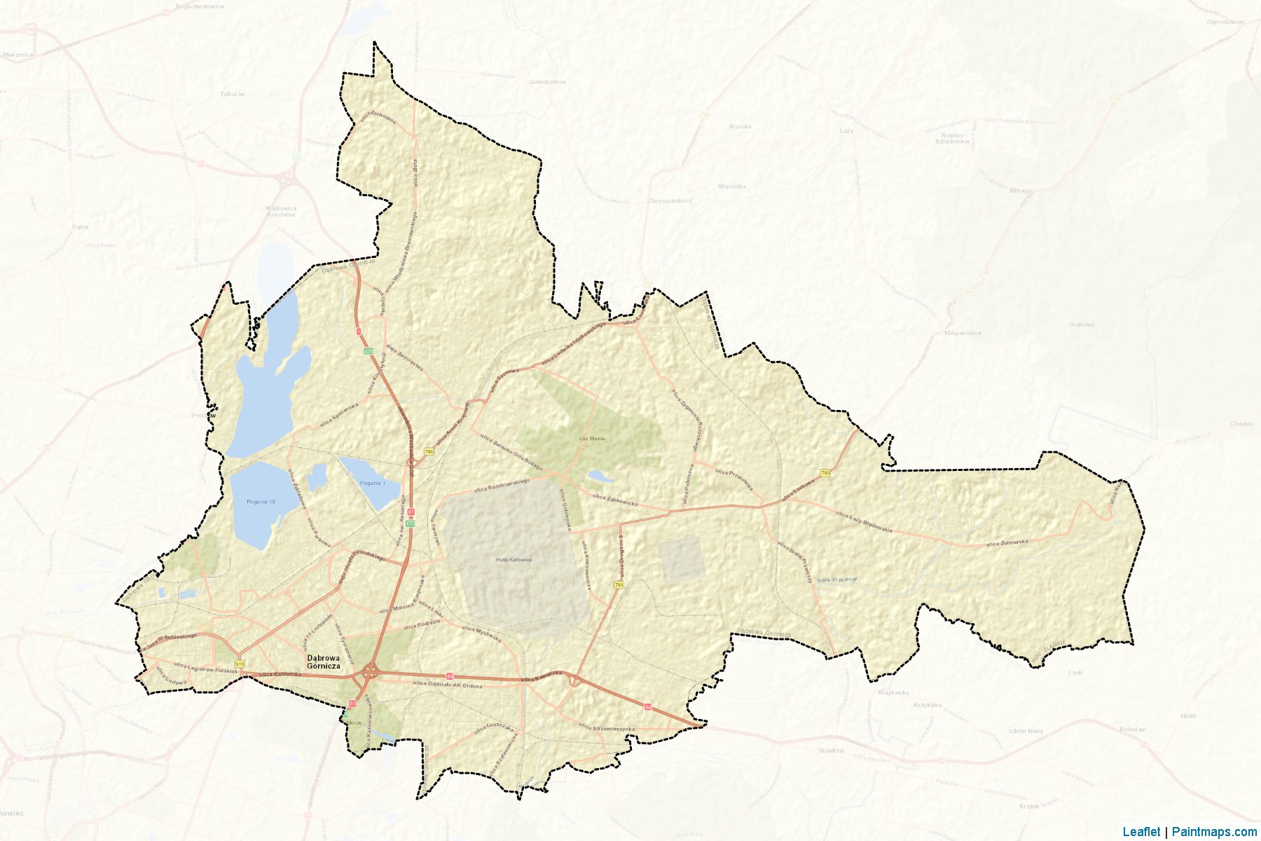 Dąbrowa Górnicza (Silesian Voivodeship) Map Cropping Samples-2