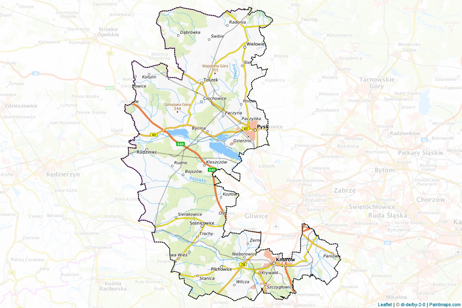 Gliwice County (Silesian Voivodeship) Map Cropping Samples-1