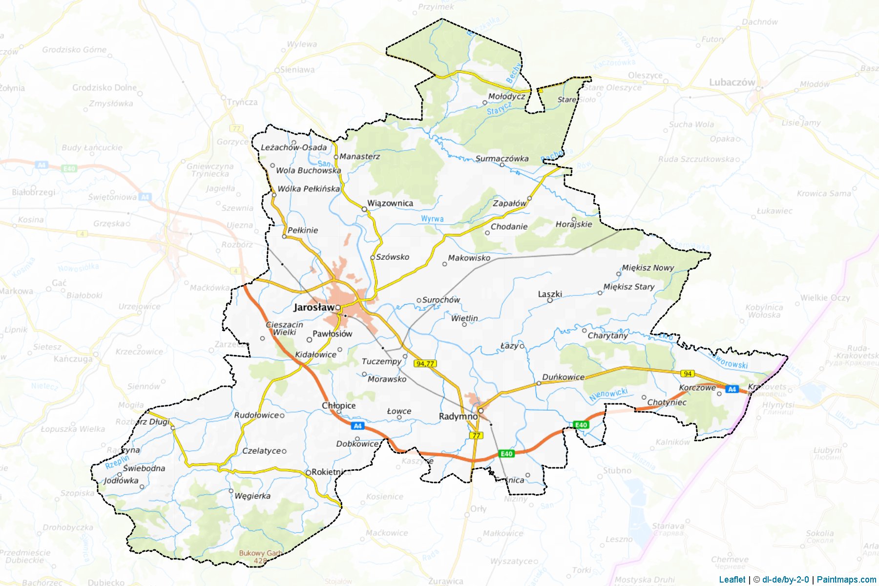 Muestras de recorte de mapas Jarosławski (Podkarpackie)-1