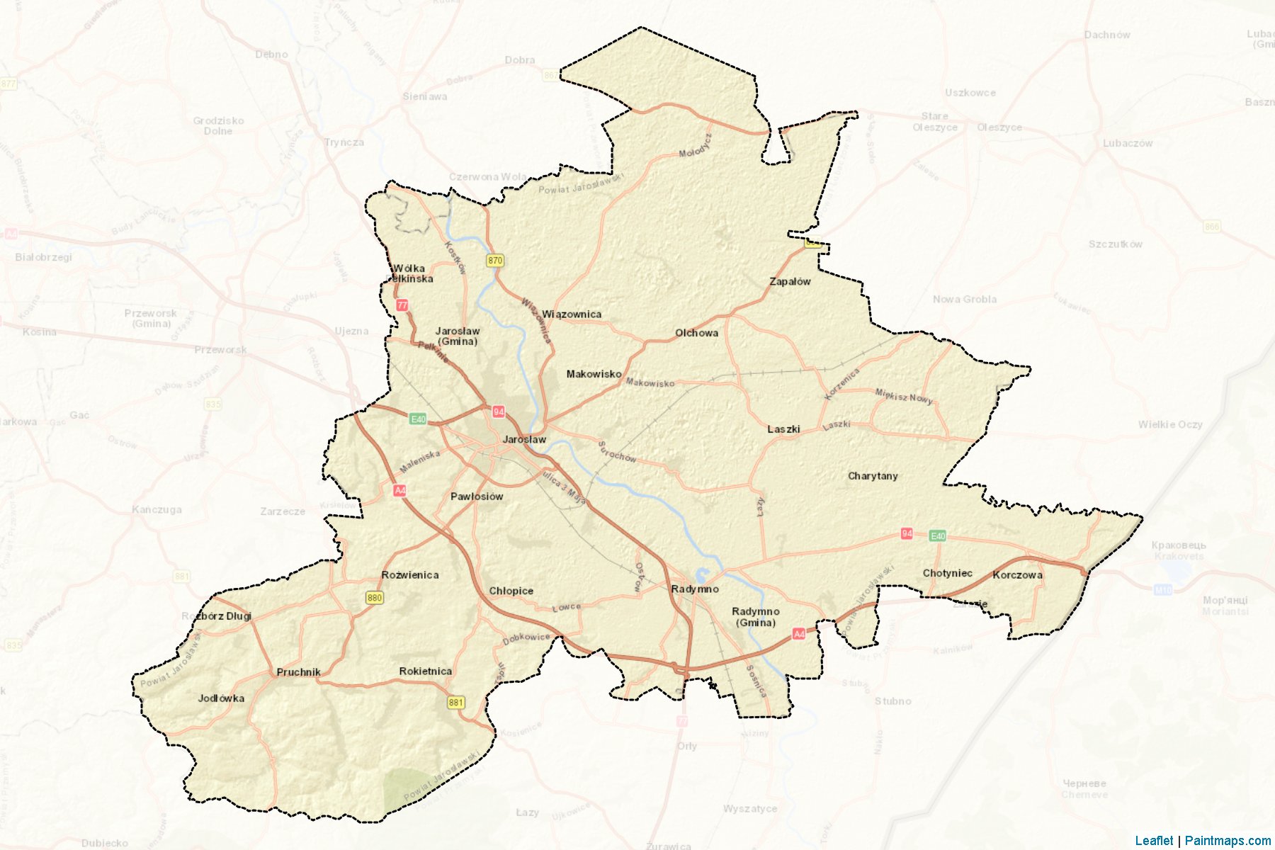 Muestras de recorte de mapas Jarosławski (Podkarpackie)-2