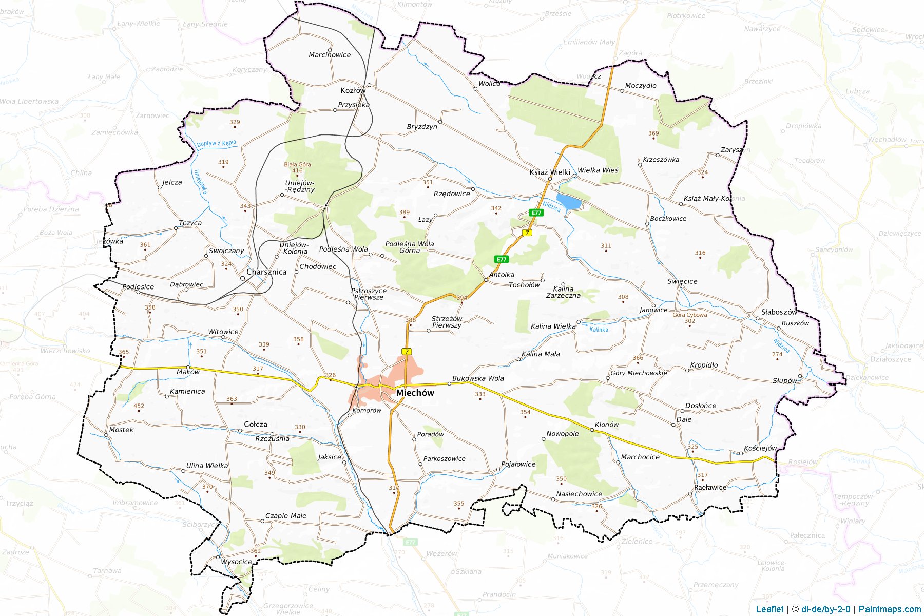 Muestras de recorte de mapas Miechowski (Małopolskie)-1