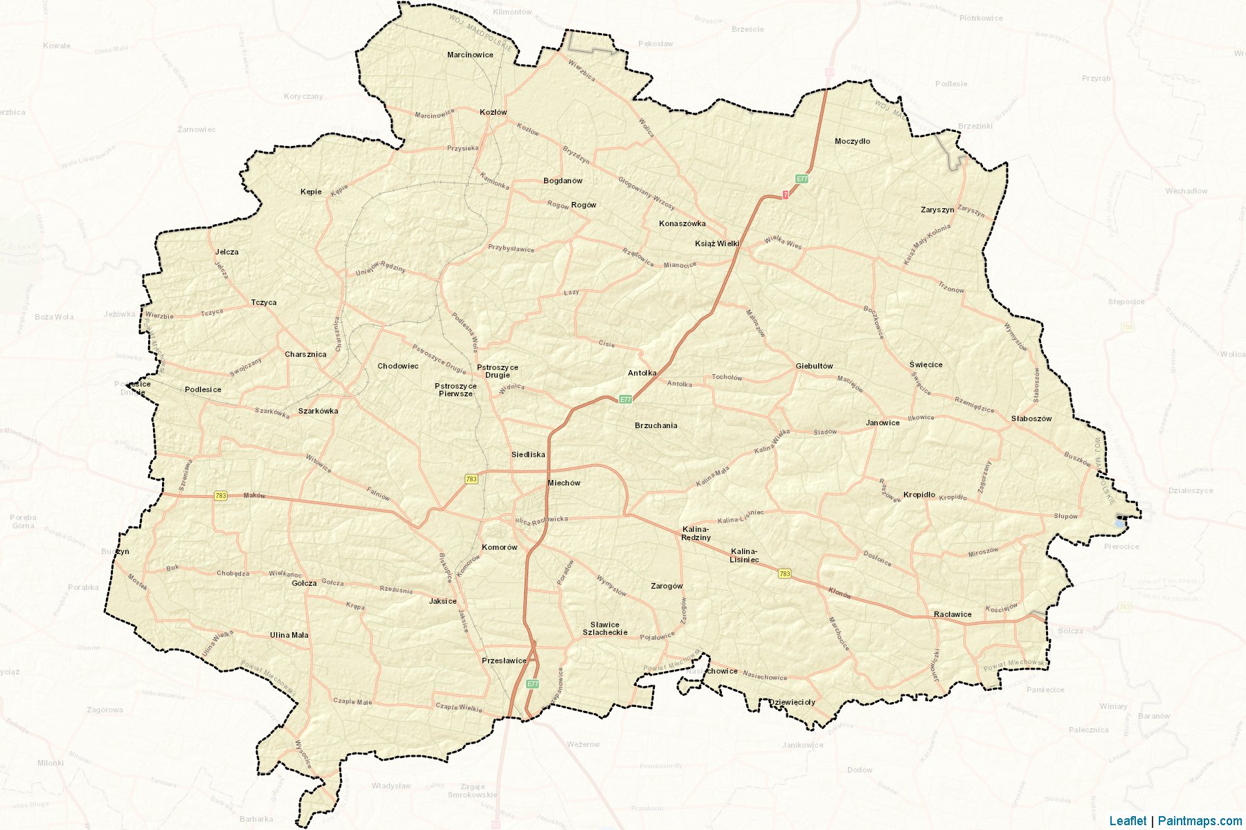 Muestras de recorte de mapas Miechowski (Małopolskie)-2