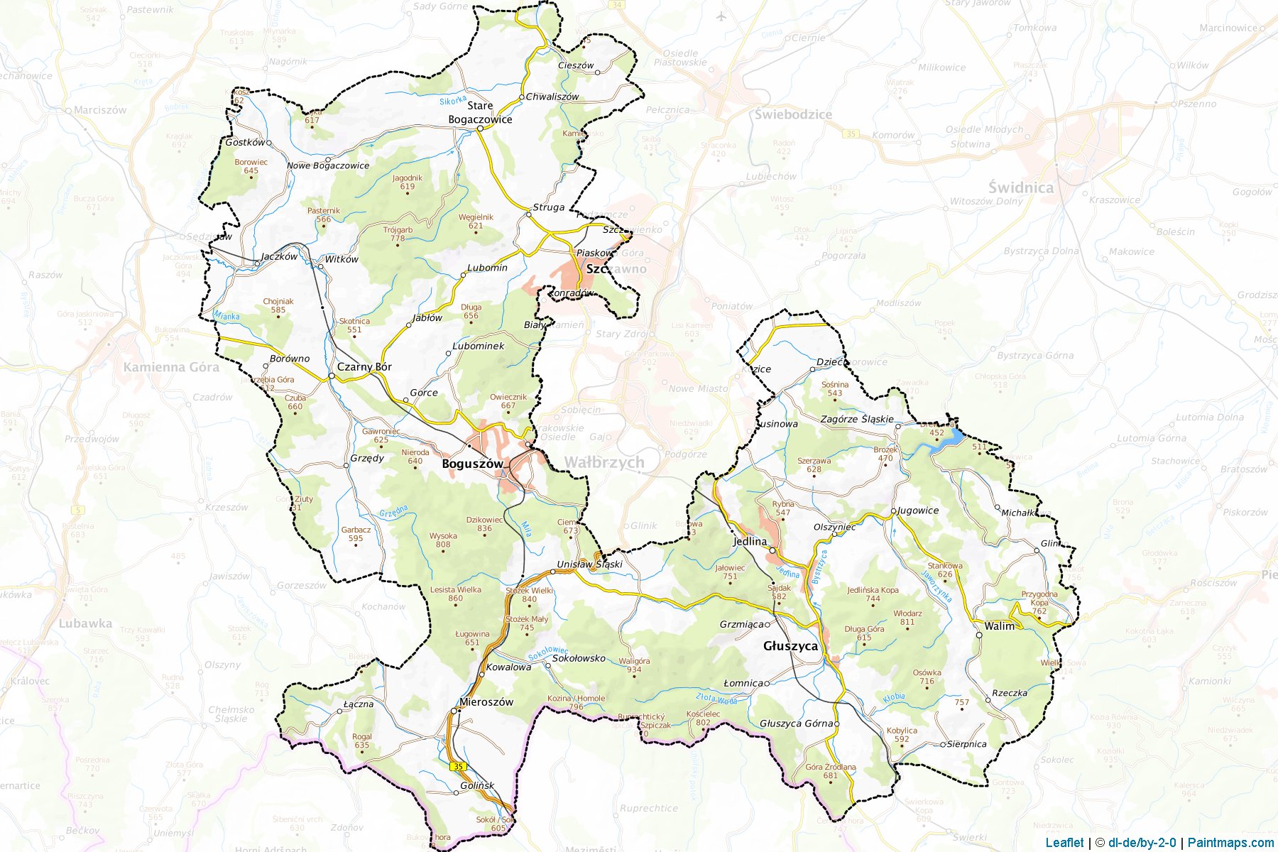 Muestras de recorte de mapas Wałbrzyski (Dolnośląskie)-1