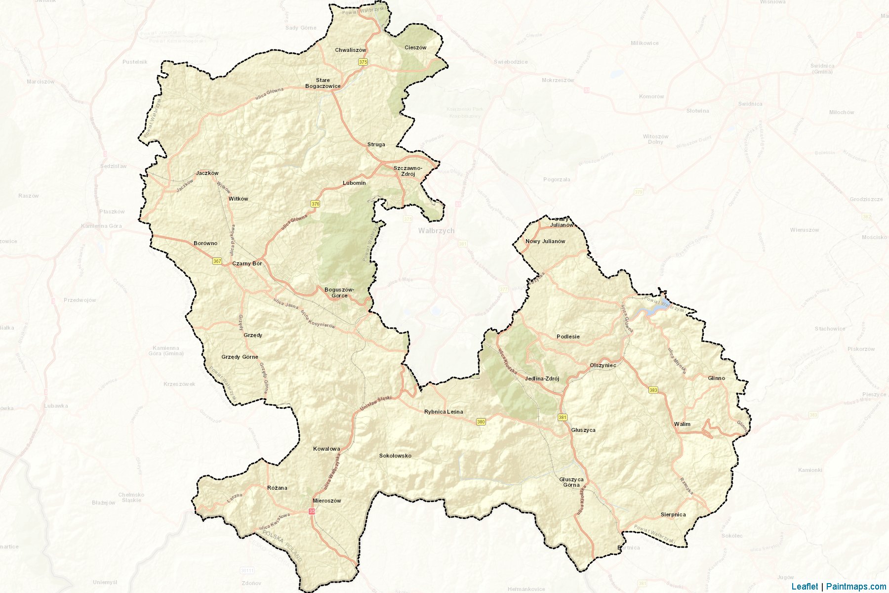 Muestras de recorte de mapas Wałbrzyski (Dolnośląskie)-2