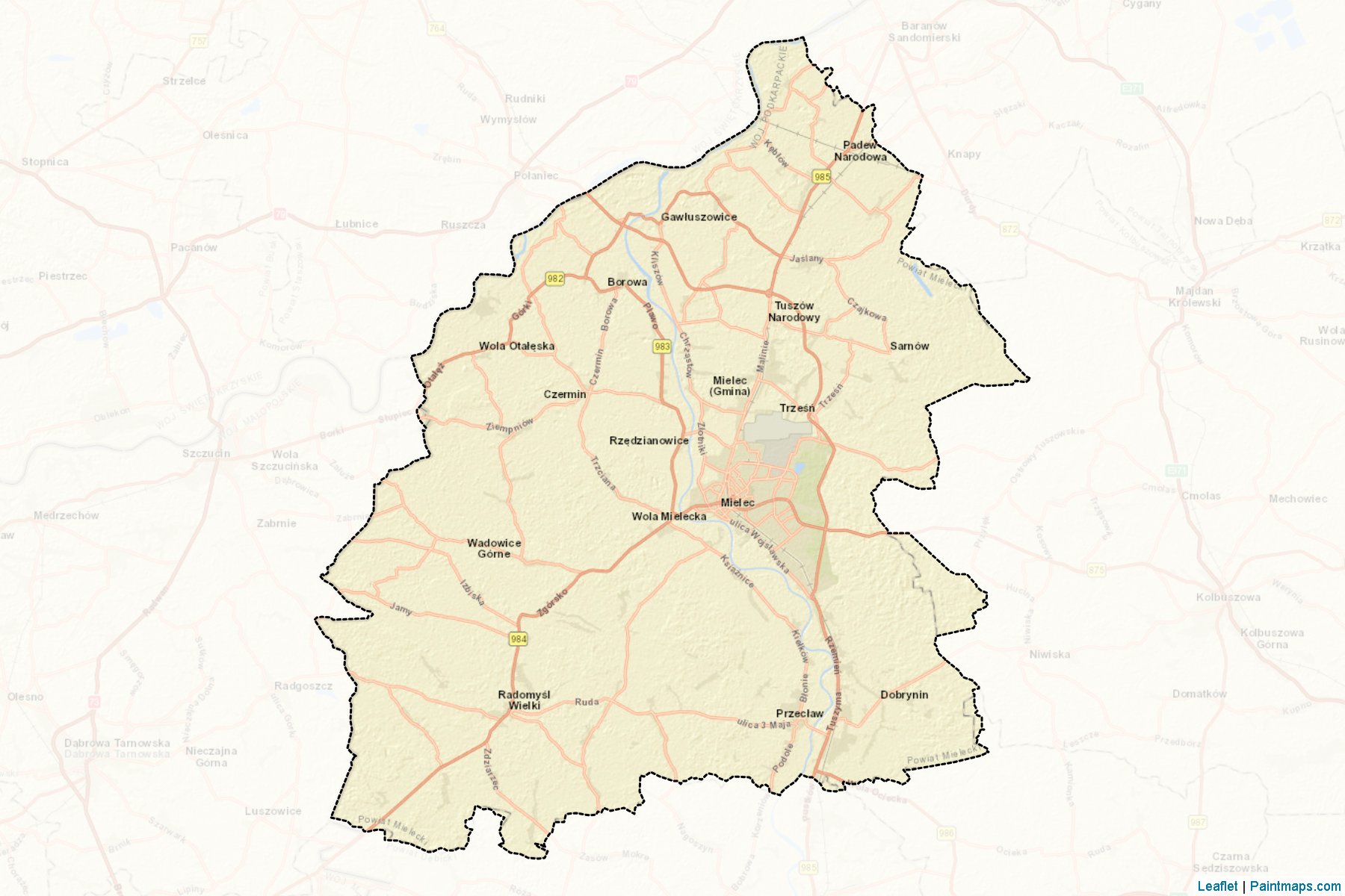 Muestras de recorte de mapas Mielecki (Podkarpackie)-2