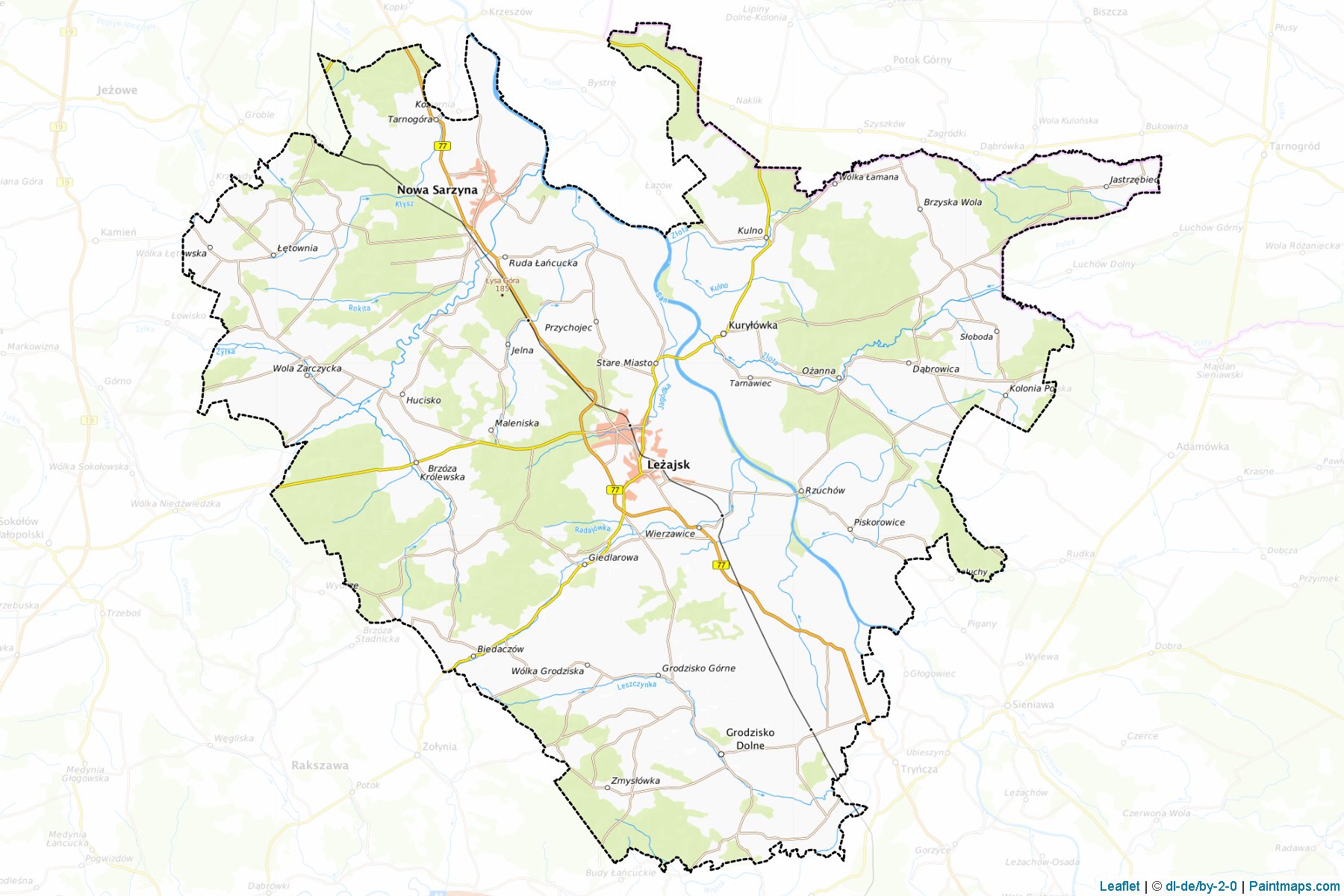 Muestras de recorte de mapas Leżajski (Podkarpackie)-1