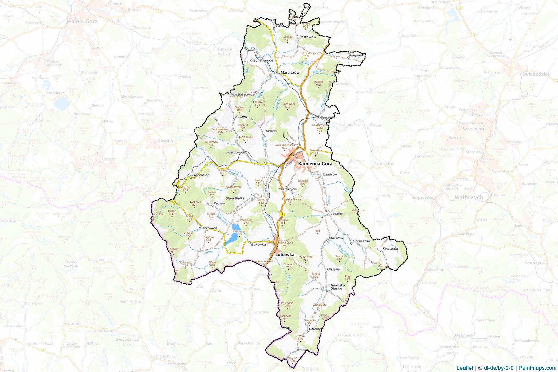 Muestras de recorte de mapas Kamiennogórski (Dolnośląskie)-1