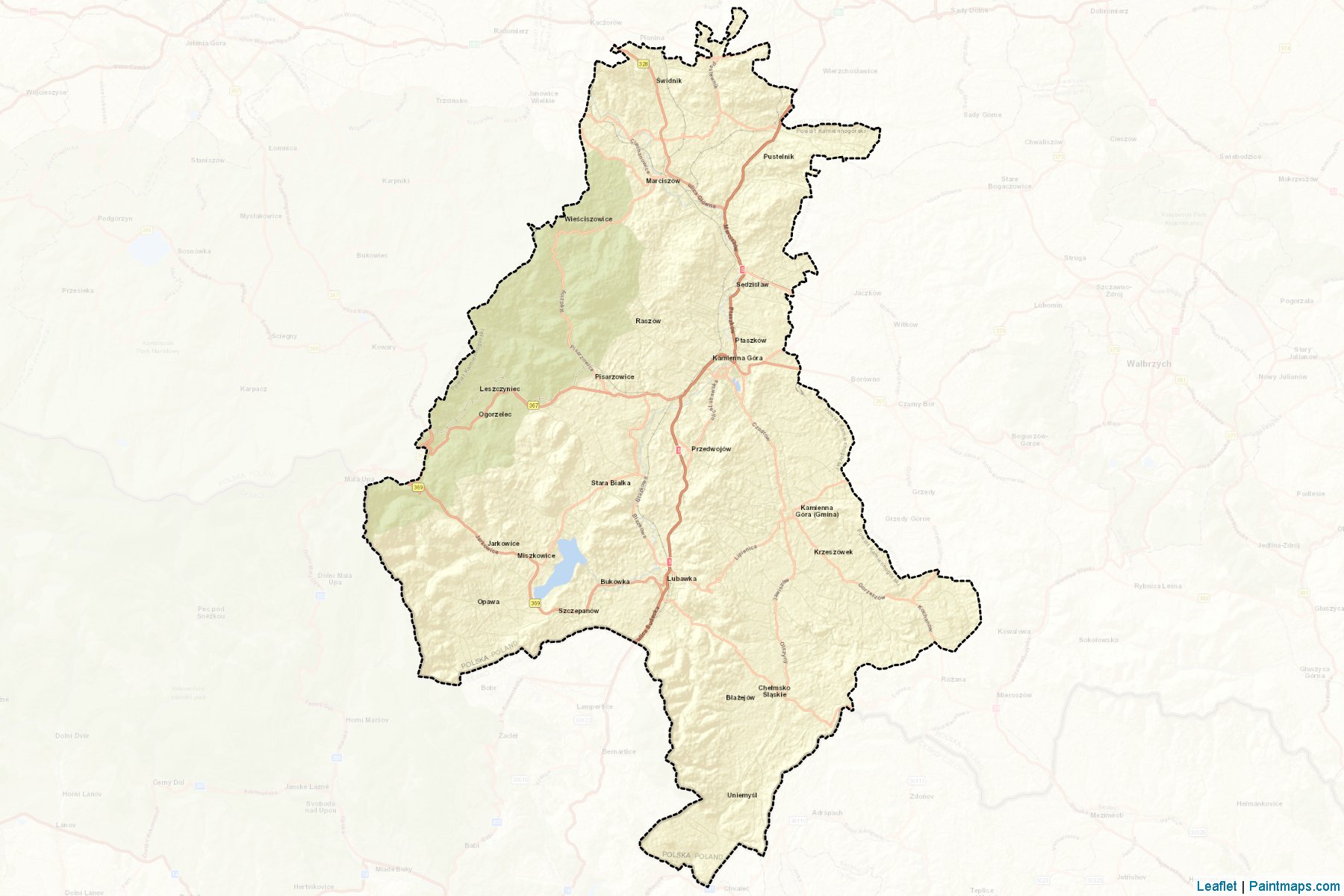 Muestras de recorte de mapas Kamiennogórski (Dolnośląskie)-2