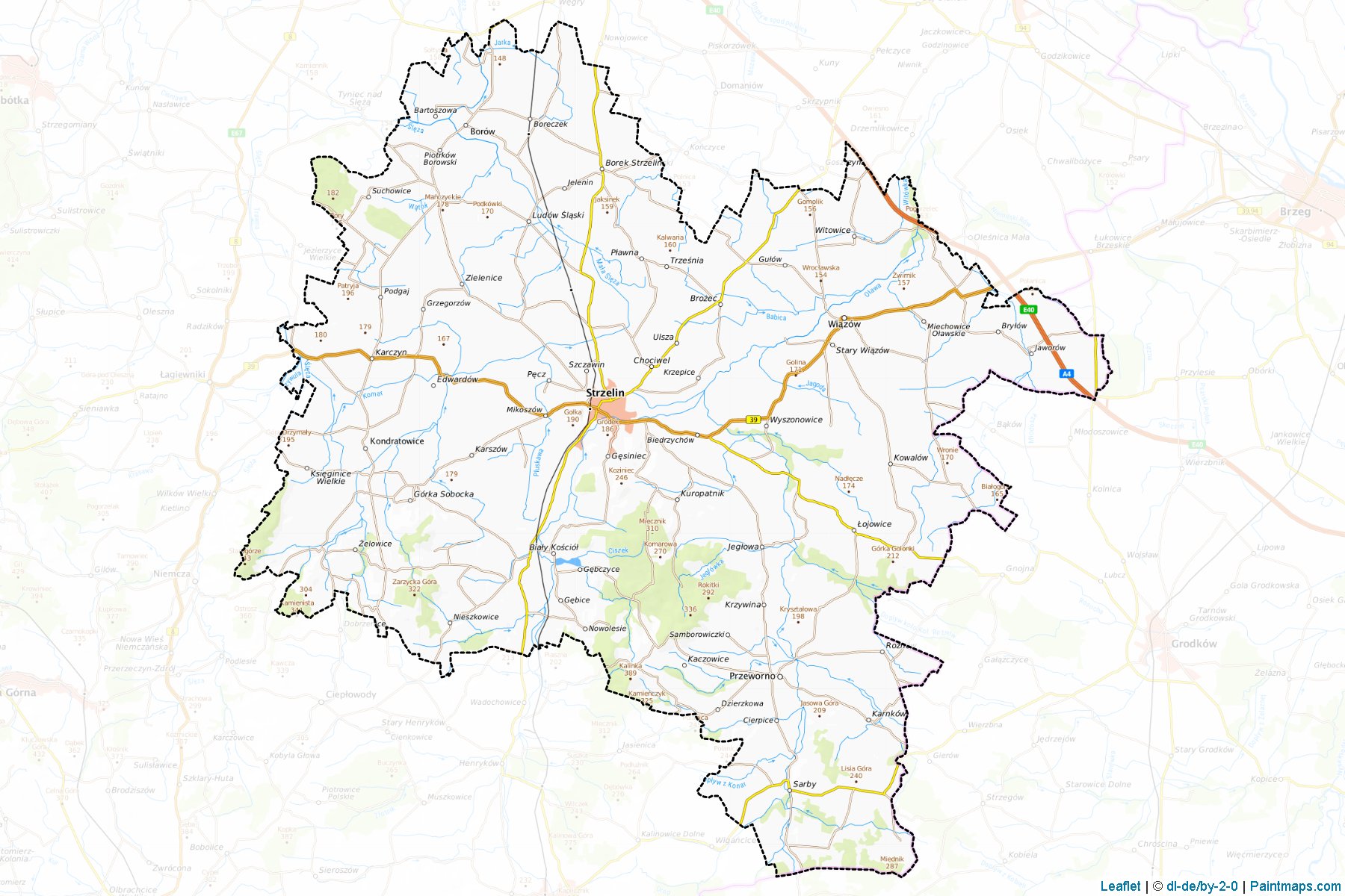 Muestras de recorte de mapas Strzeliński (Dolnośląskie)-1