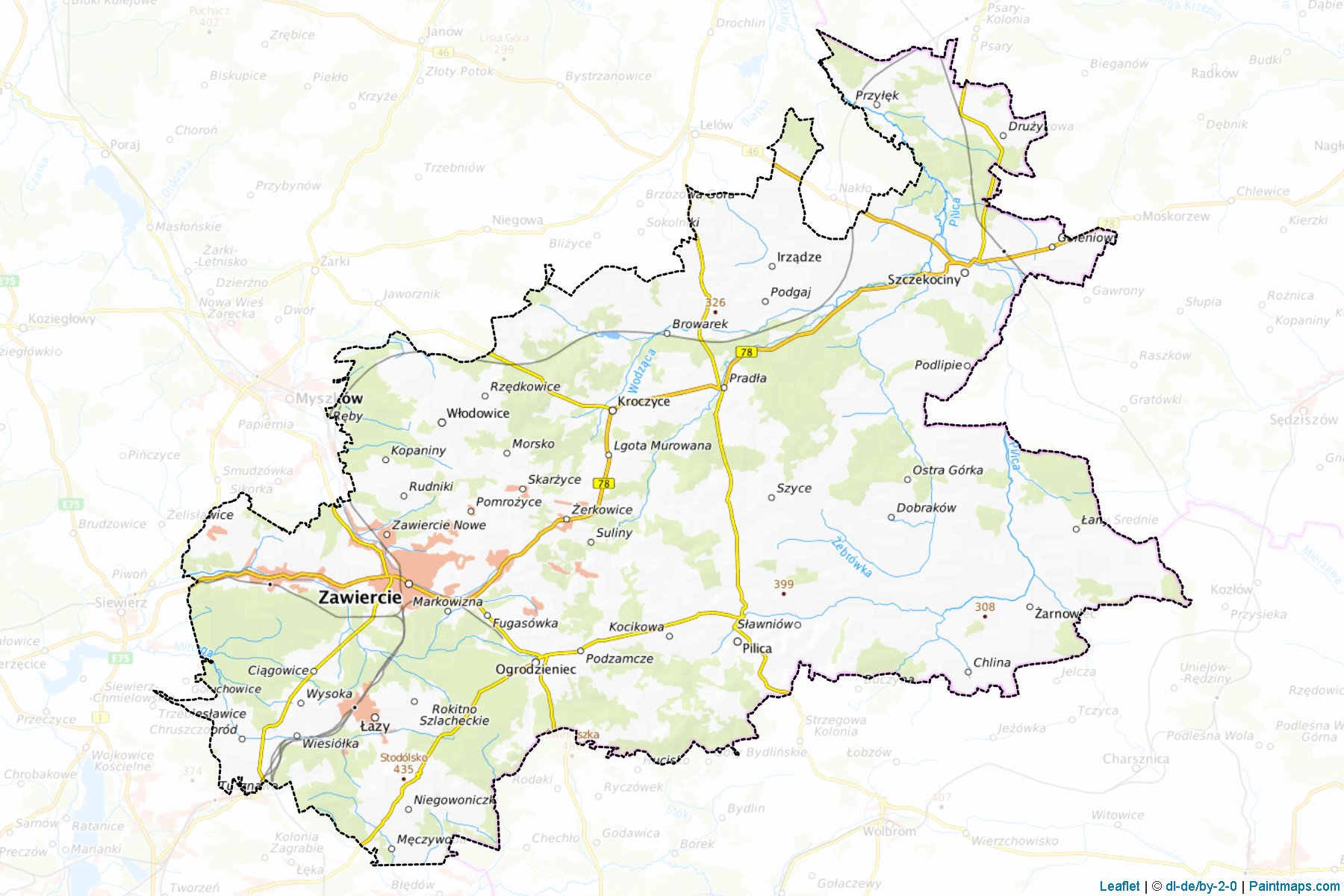 Zawierciański (Silesian Voivodeship) Map Cropping Samples-1